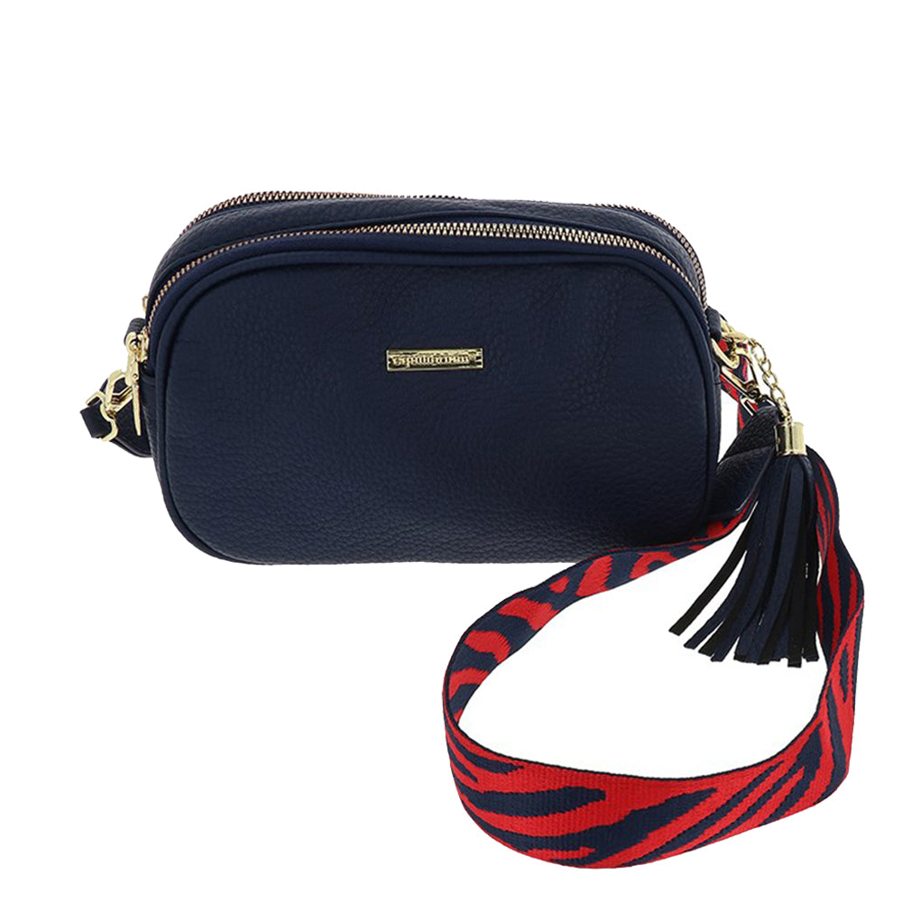 Equilibrium Navy Cross Body Shoulder Bag Two Zips