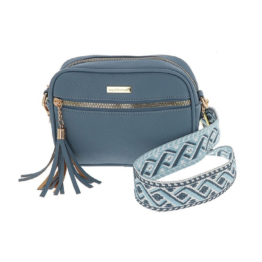 Equilibrium Blue Cross Body Shoulder Bag Two Zips