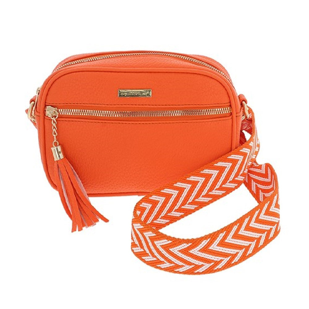 Equilibrium Orange Cross Body Shoulder Bag Two Zips