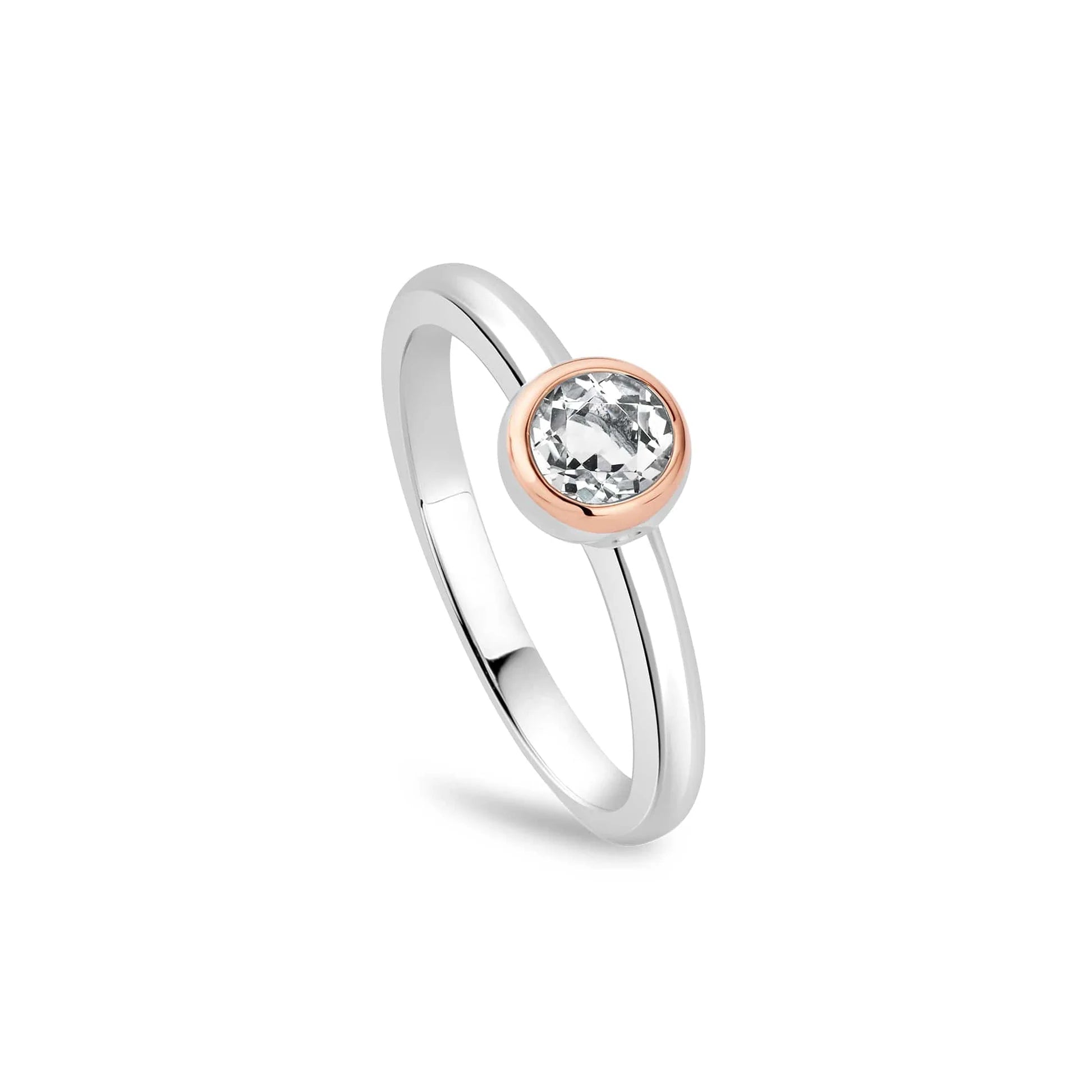 Modrwy Arian Sterling Dathliad Clogau® Carreg Sengl gyda Topas