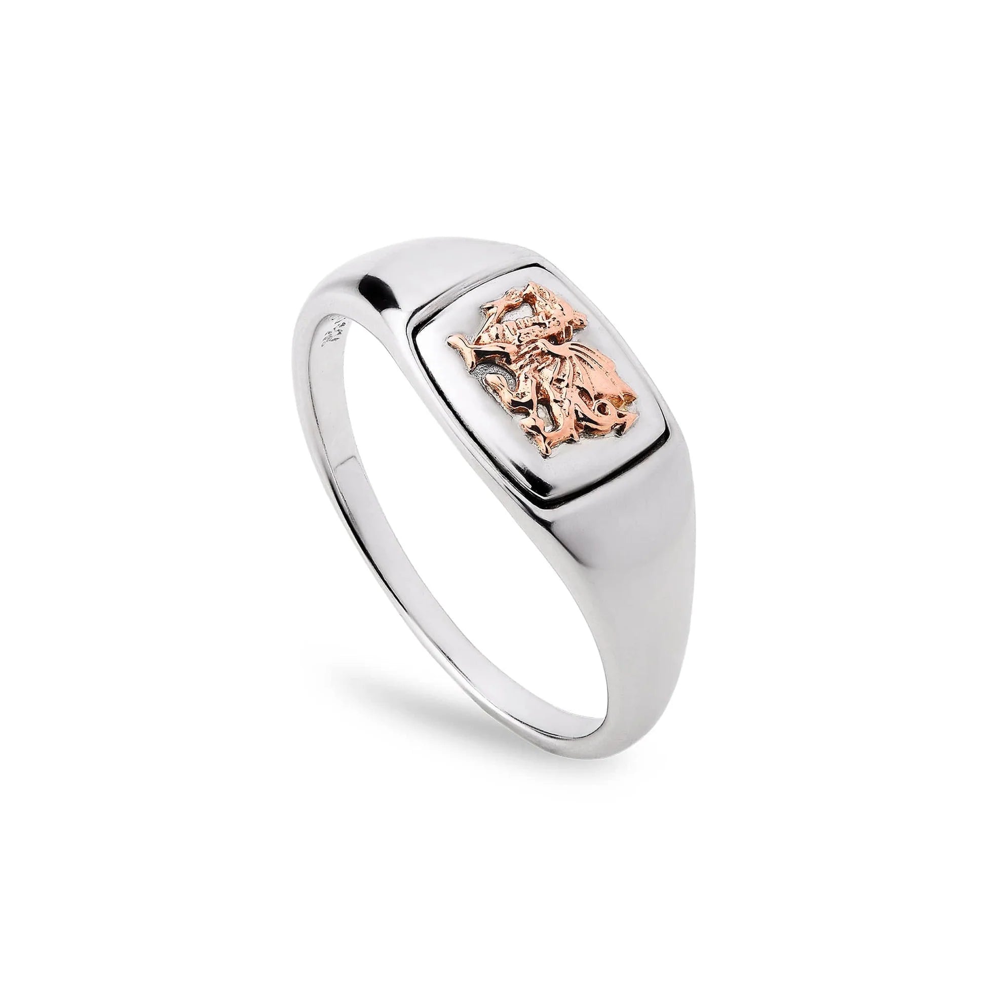 Modrwy Arwydd Draig Gymreig Arian Sterling Royal Clogau®