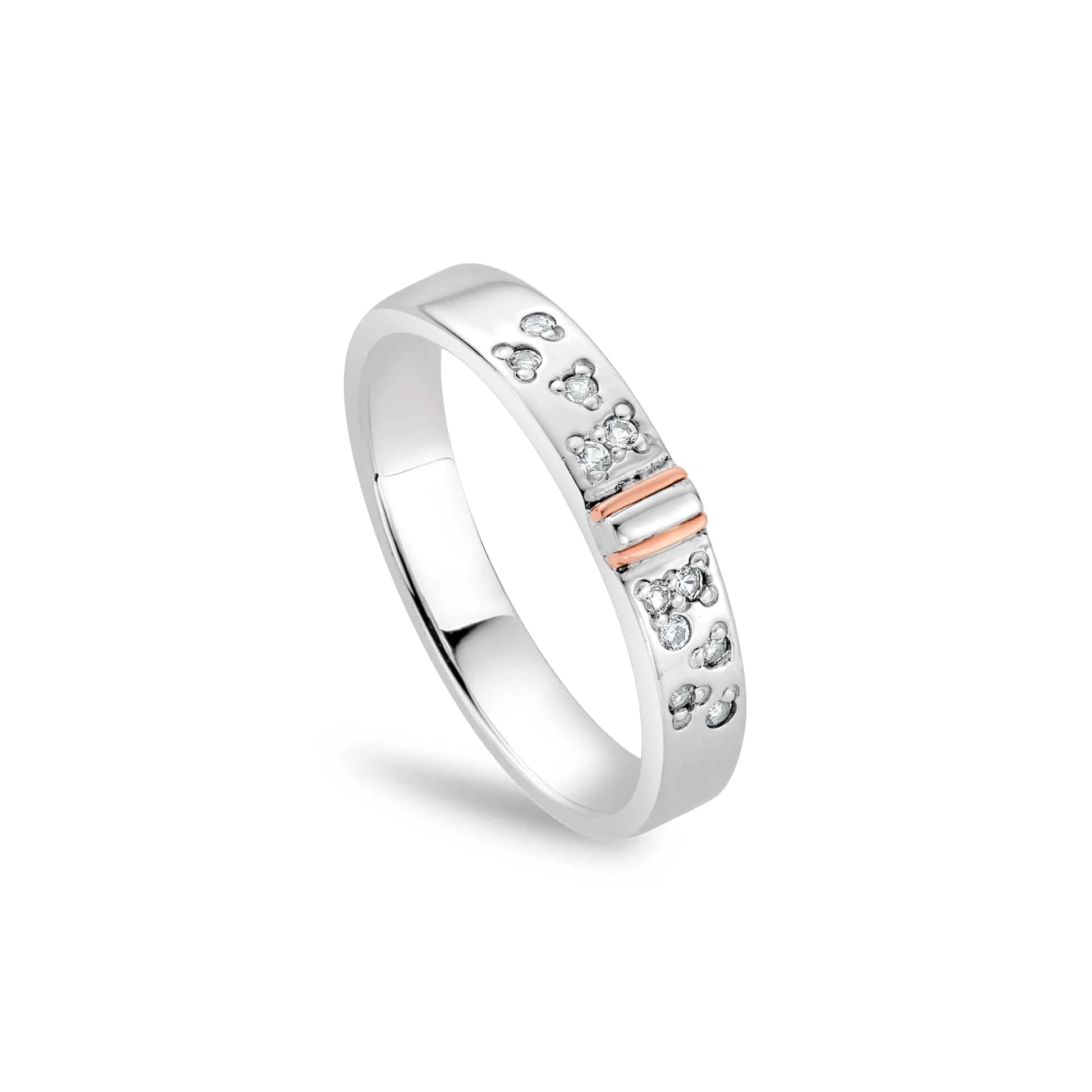 Modrwy Pefriog Arian Sterling Clogau® Cariad® gyda Topaz