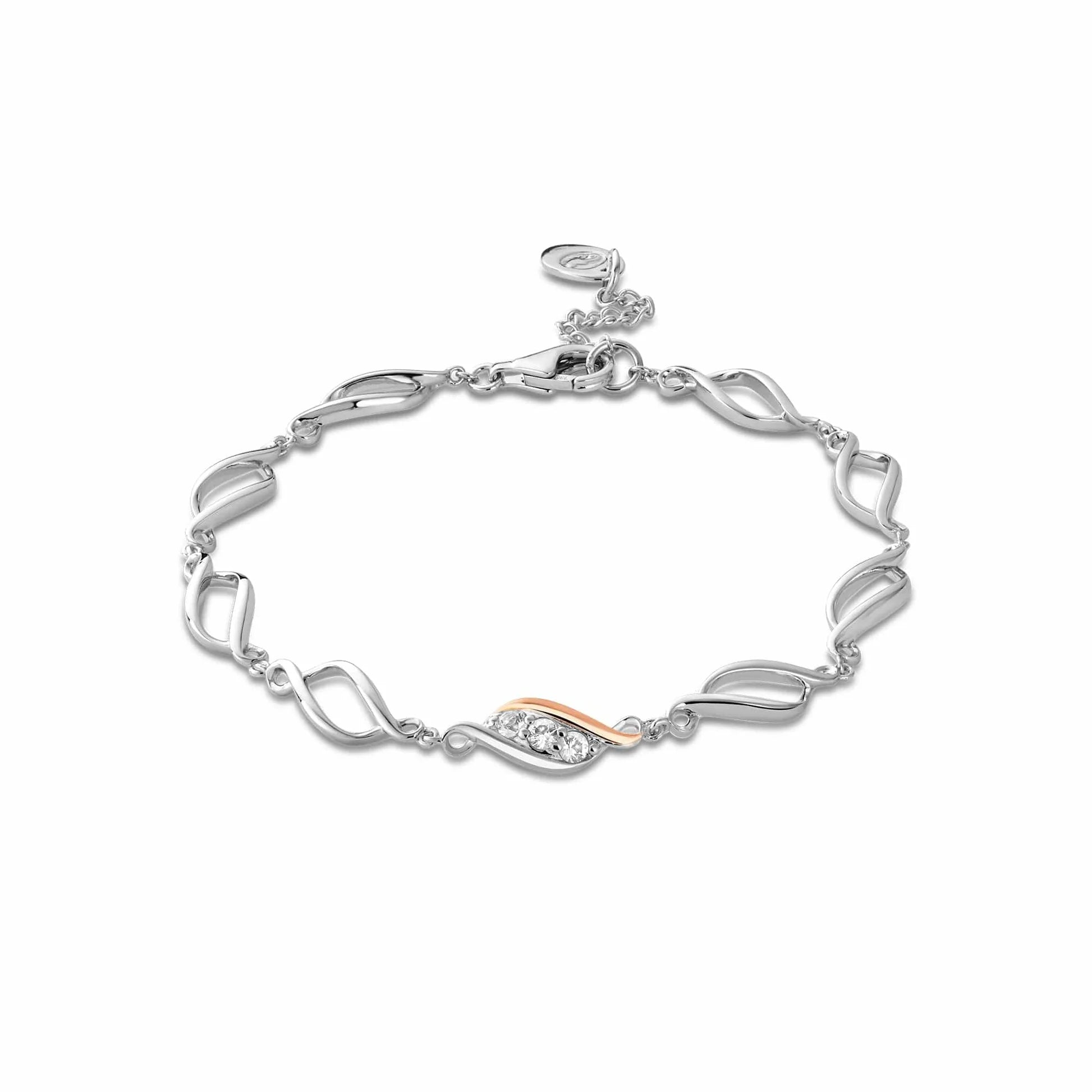 Breichled Aml-Gyswllt Arian Sterling Clogau® Gorffennol Presennol Dyfodol® gyda Topas