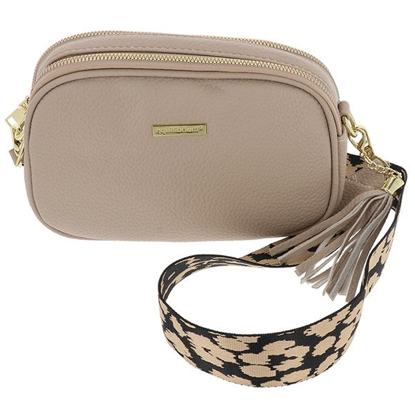 Equilibrium Cream Cross Body Shoulder Bag Two Zips