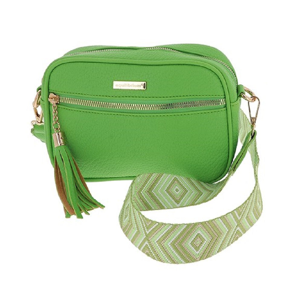 Equilibrium Lime Green Cross Body Shoulder Bag Two Zips