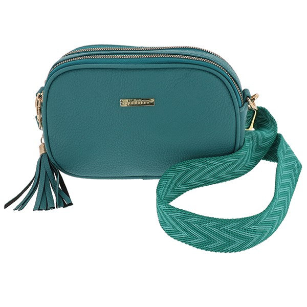 Equilibrium Teal Cross Body Shoulder Bag Two Zips