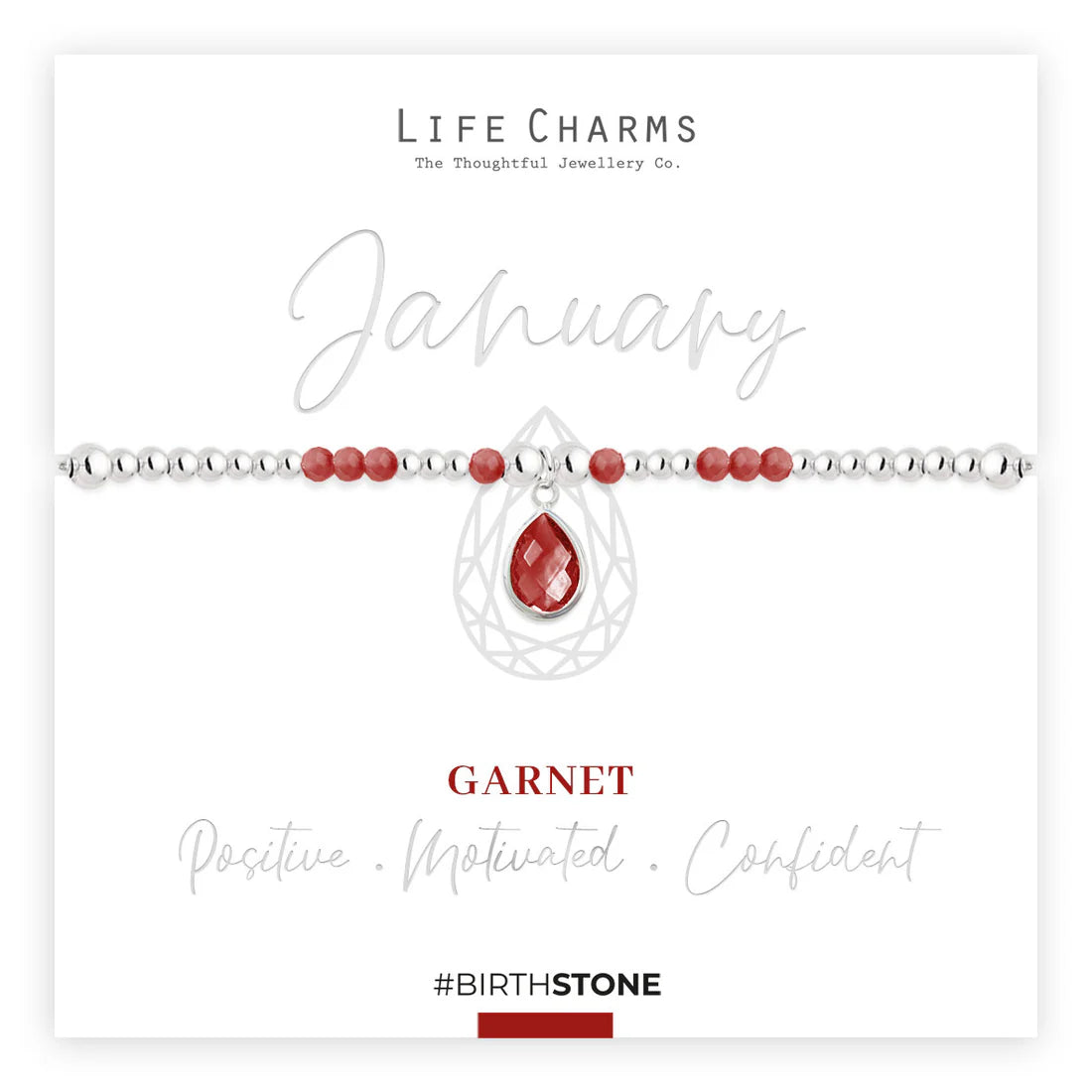 Breichled Carreg Geni Ionawr Life Charms