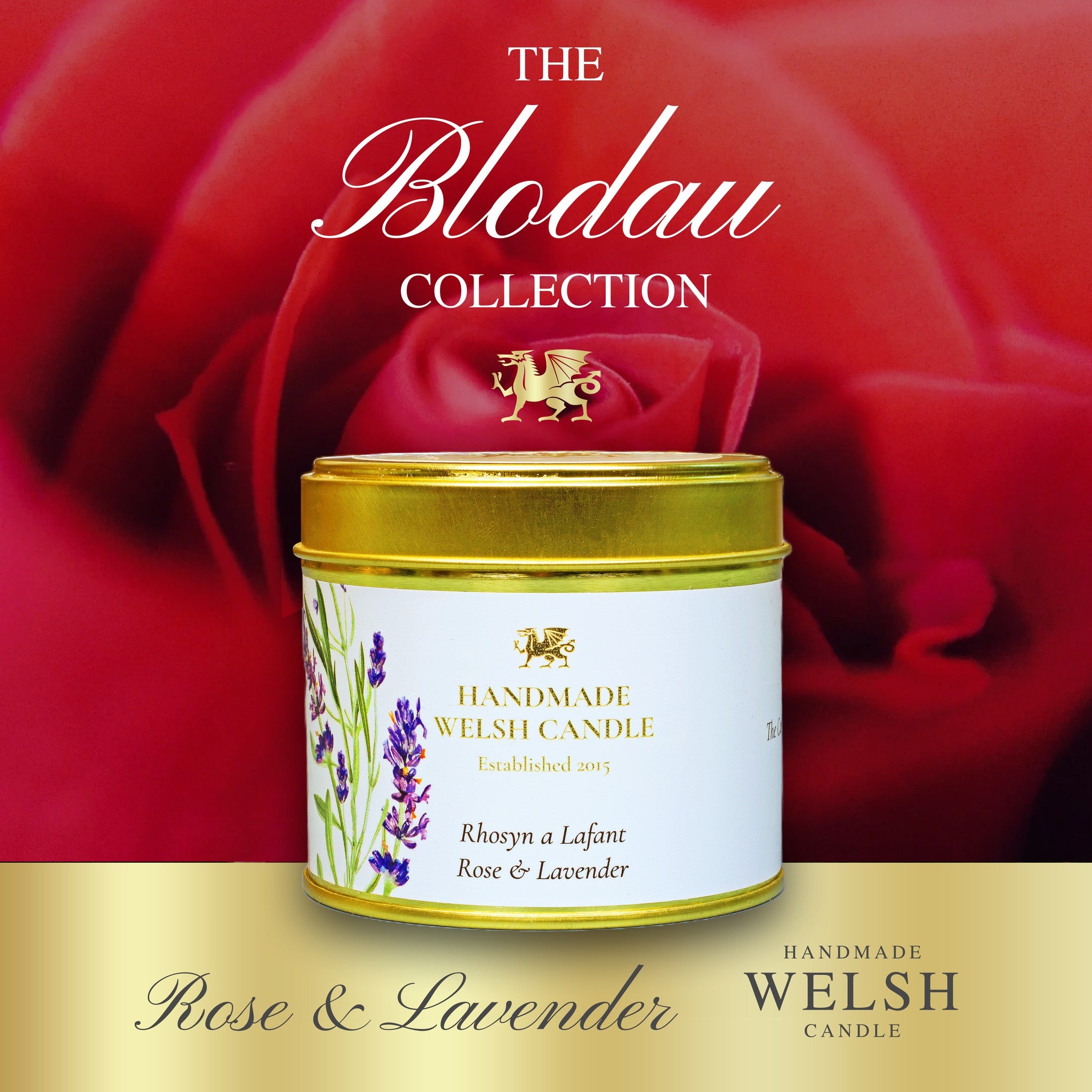 Blodau Rose & Lavender Tin Candle