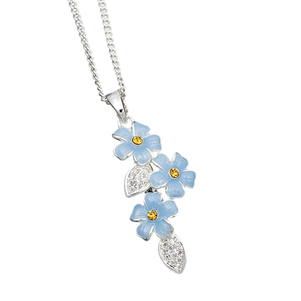 Equilibrium  Forget Me Not Cascade Silver Plated Necklace