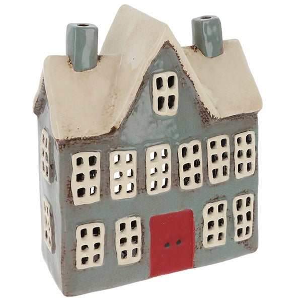 Village Pottery School House Grey Tealight