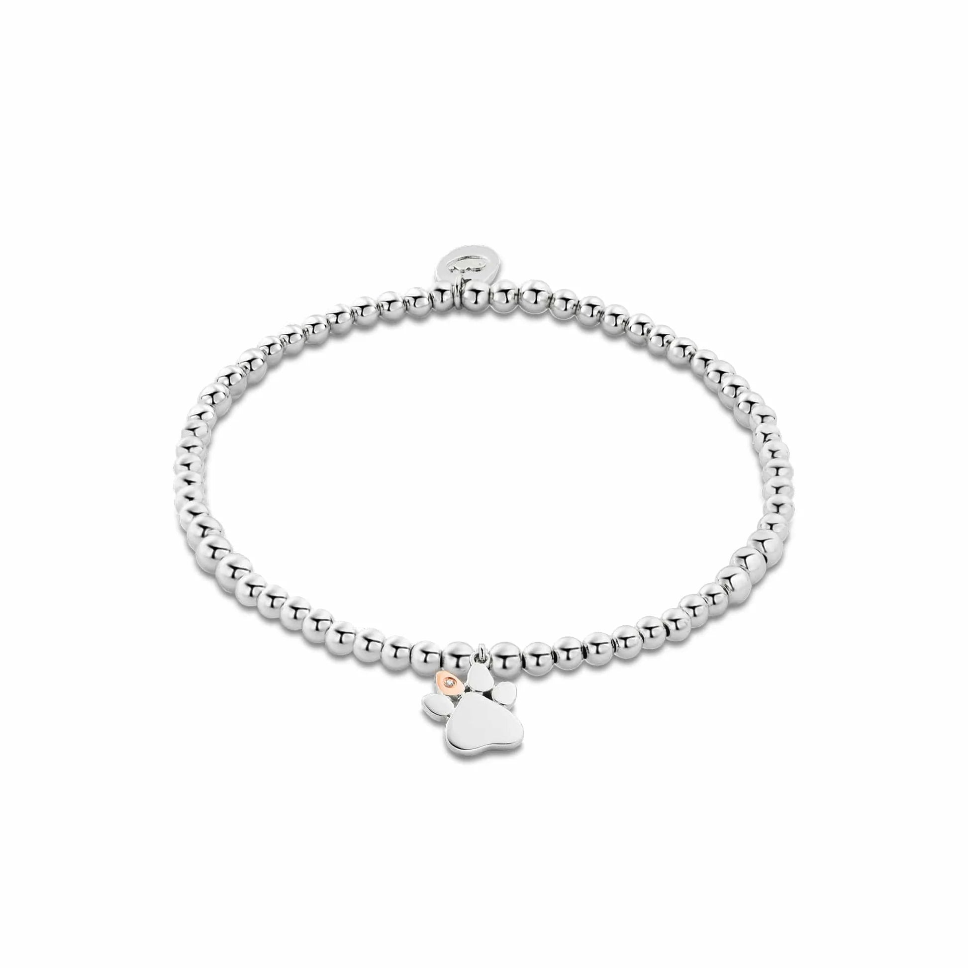Breichled Affinedd Arian Sterling Printiau Paw Clogau® gyda Topas