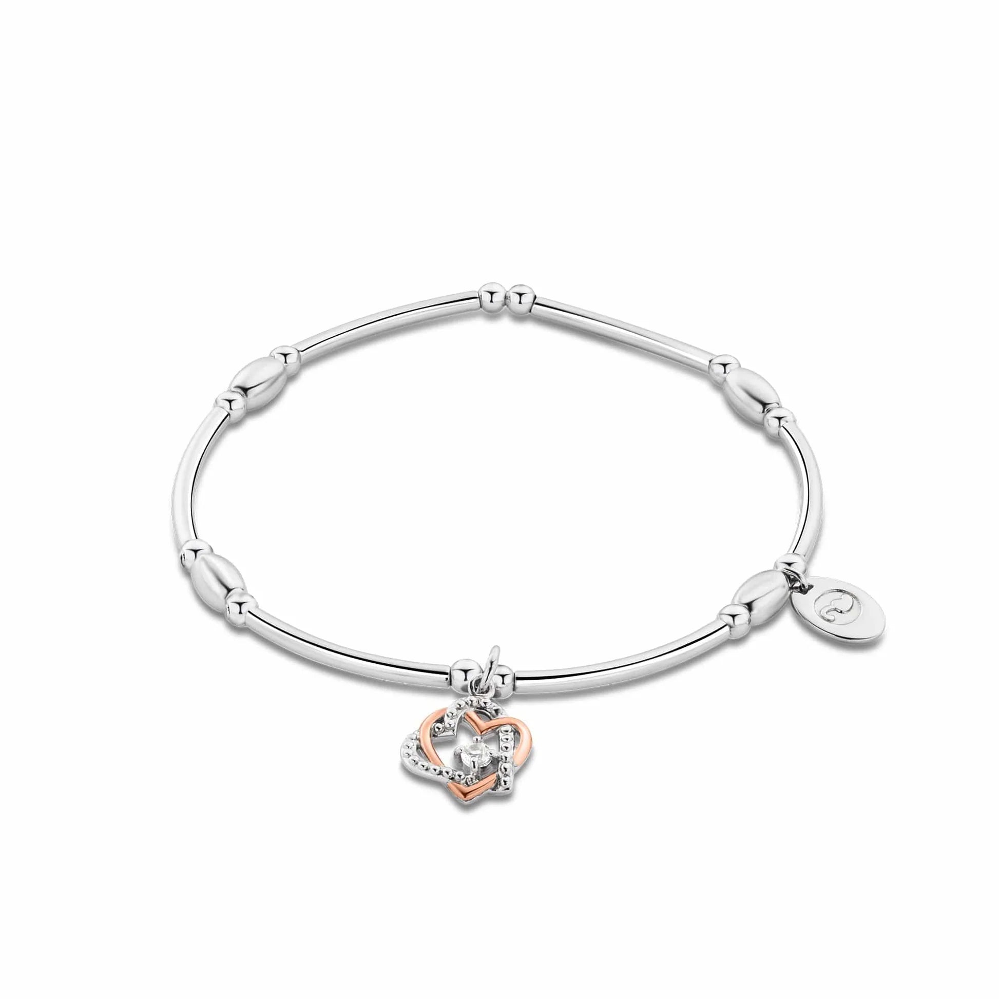 Breichled Perthynas Calon Arian Sterling Clogau® Am Byth gyda Topas
