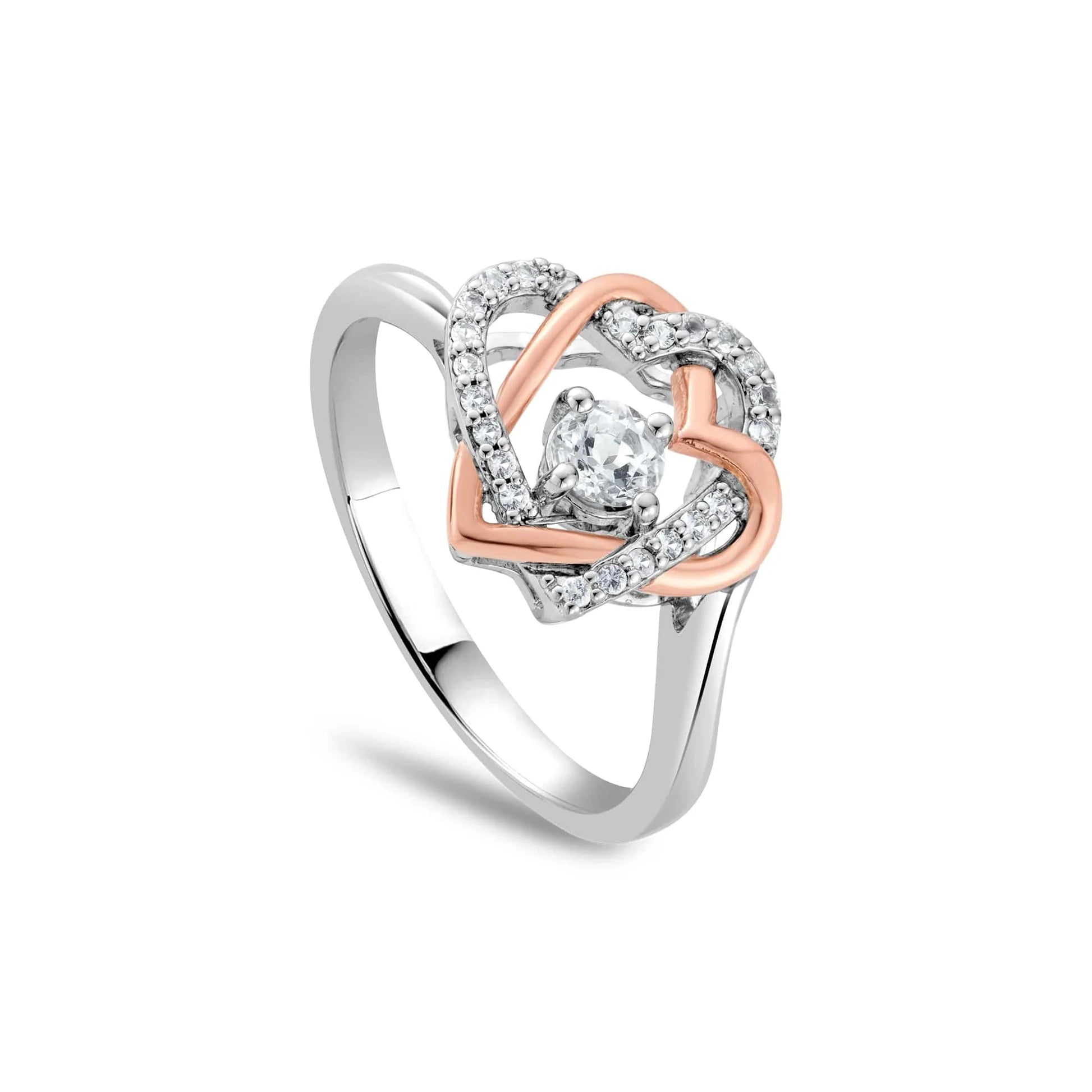 Modrwy Calon Arian Sterling Clogau® Am Byth yn Eich Un Chi gyda Topas