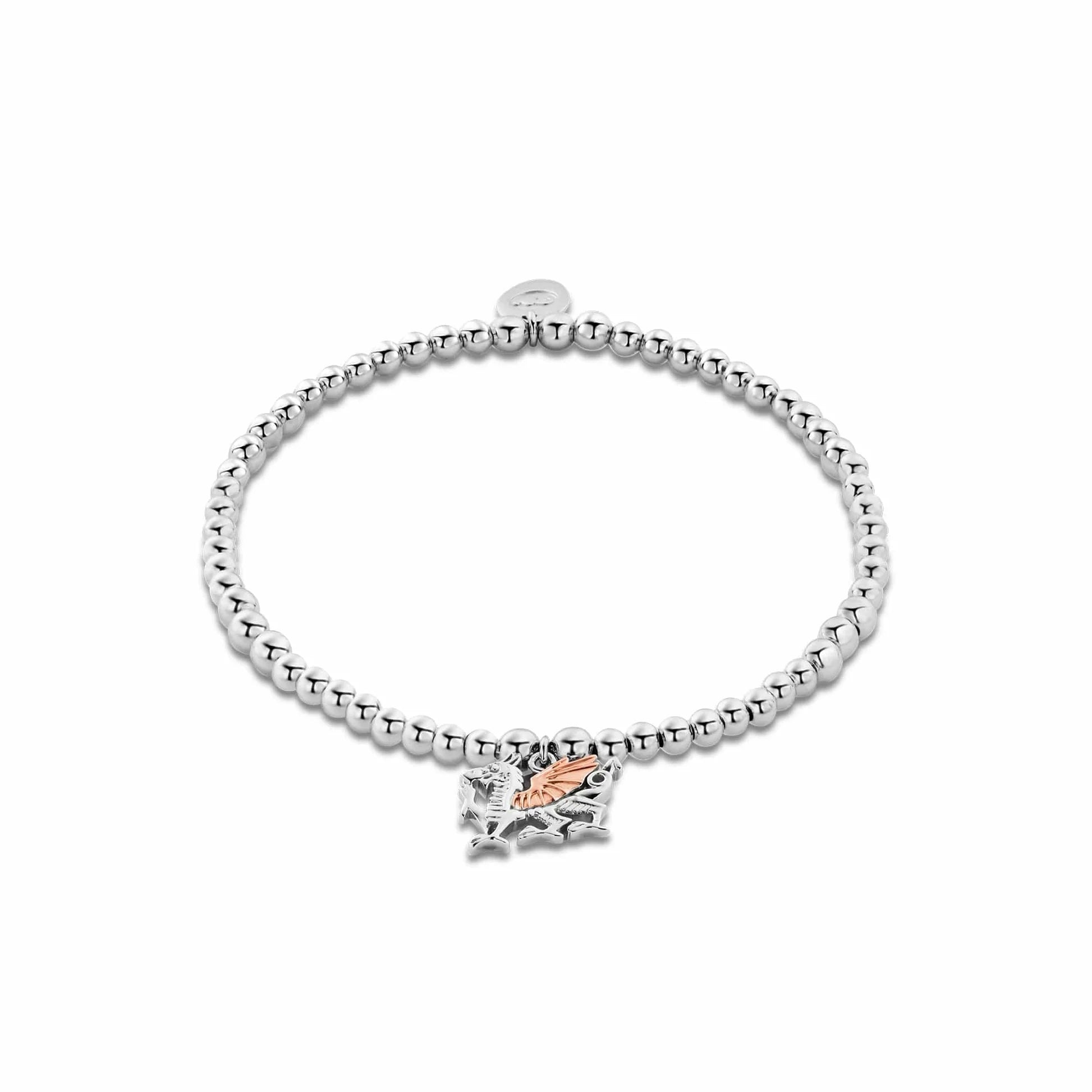 Breichled Perthynas Draig Gymreig Arian Sterling Royal Clogau®