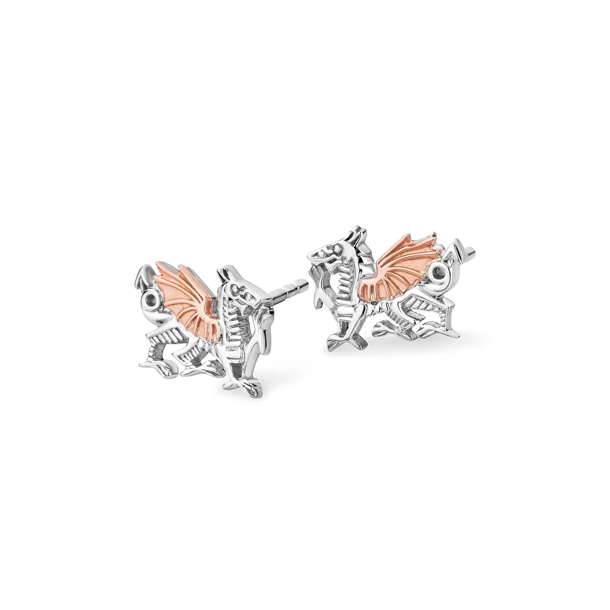 Clustdlysau Draig Gymreig Arian Sterling Royal Clogau®