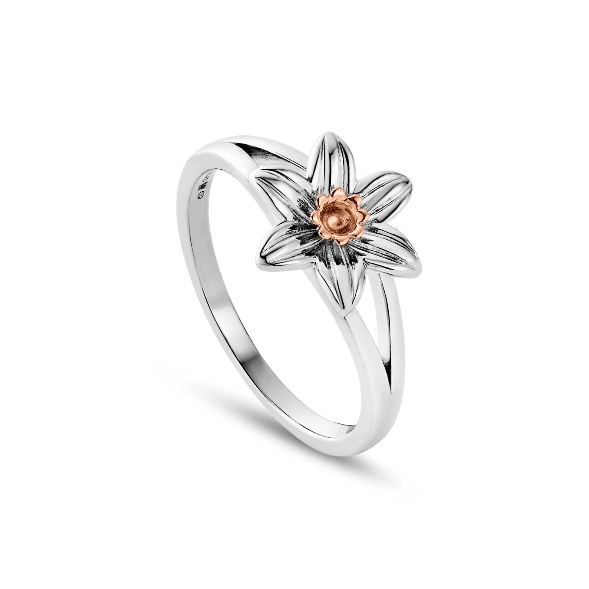Modrwy Daffodil Arian Sterling Rhyfeddod Natur Clogau®