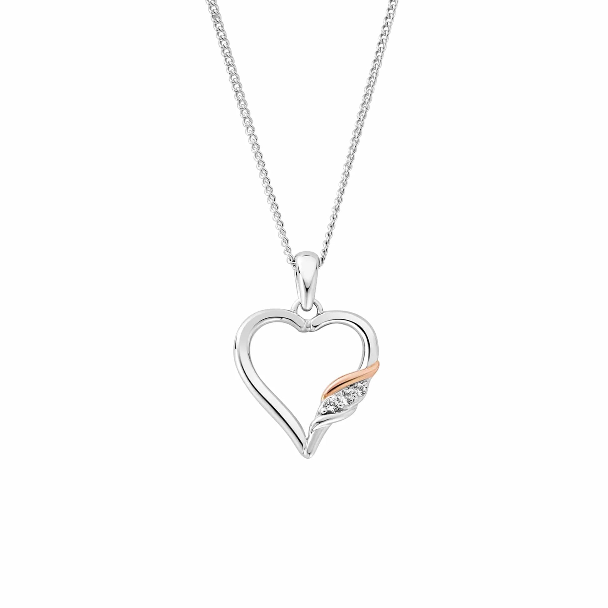 Pendant Calon Arian Sterling Clogau® Gorffennol Presennol Dyfodol® gyda Topas
