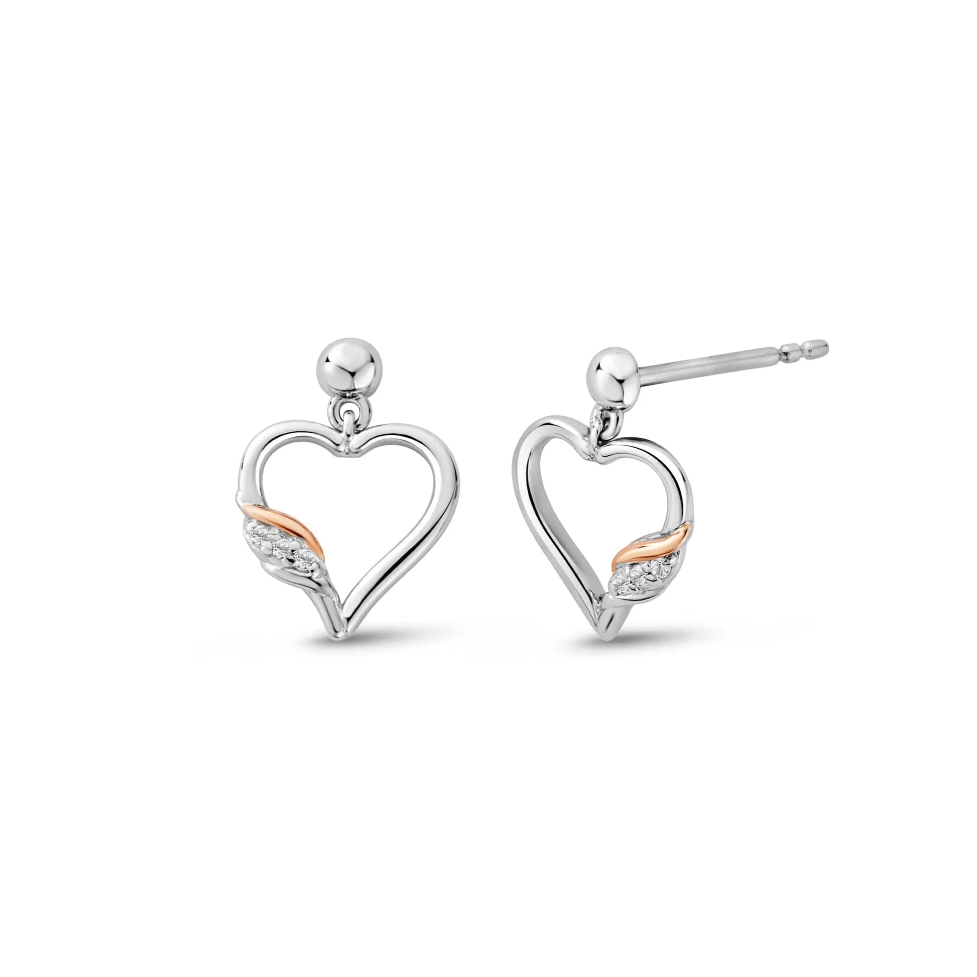Clustdlysau Calon Arian Sterling Clogau® Gorffennol Presennol Dyfodol® gyda Topas 