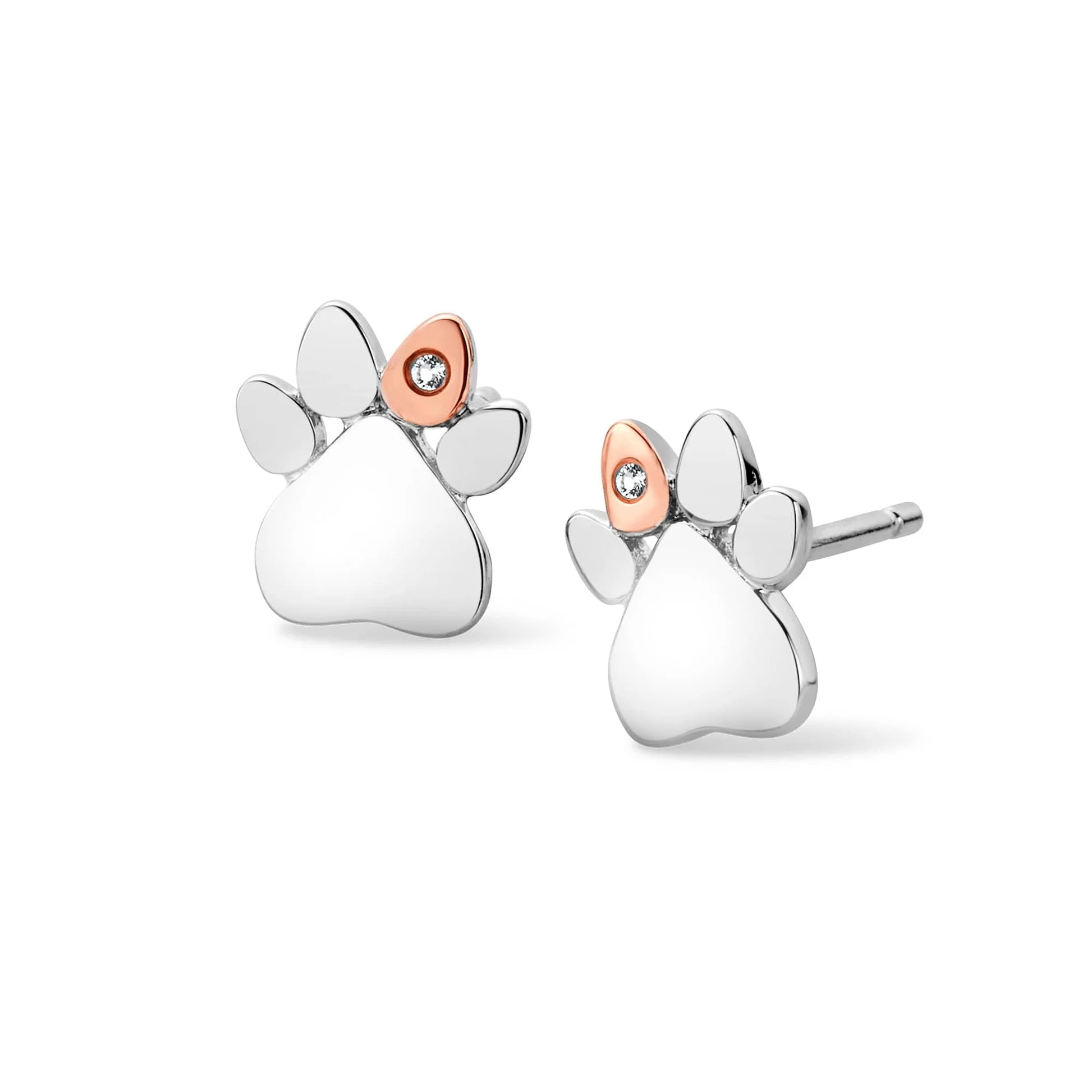 Clustdlysau Styden Arian Sterling Printiau Paw Clogau® gyda Topas