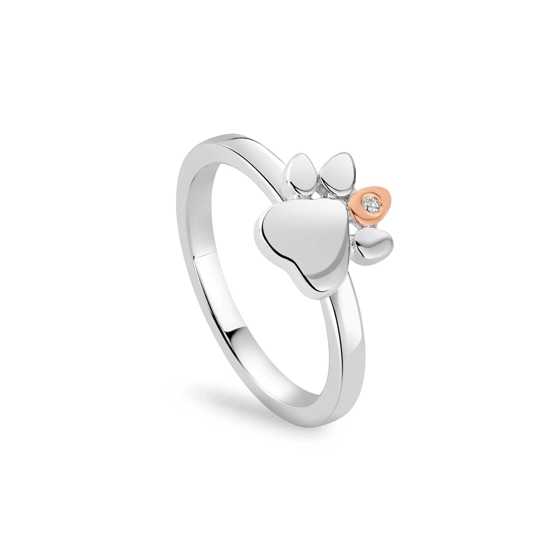 Modrwy Stacio Arian Sterling Printiau Paw Clogau® gyda Topas
