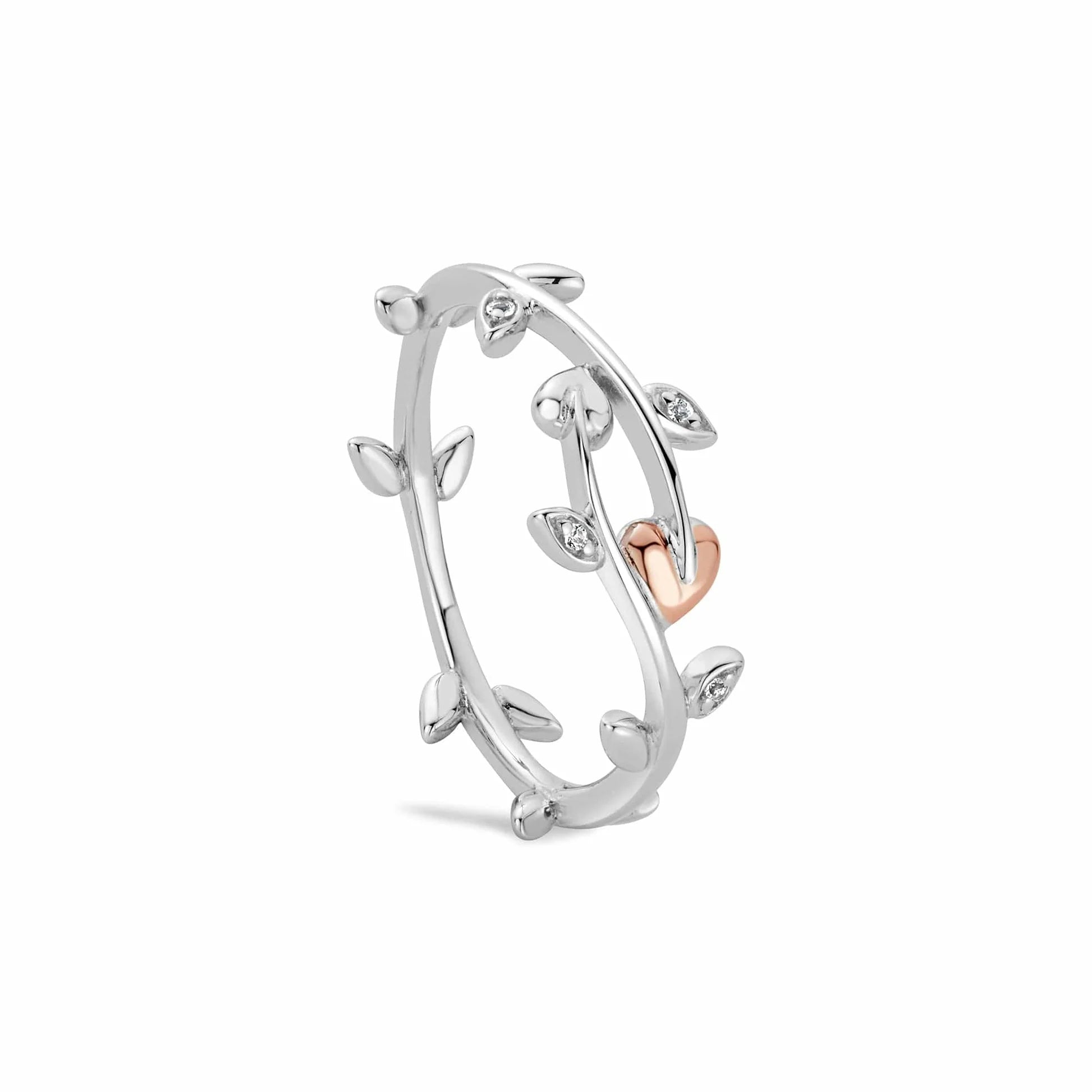Modrwy Gwinwydd Arian Sterling Coeden y Bywyd Clogau® gyda Topas