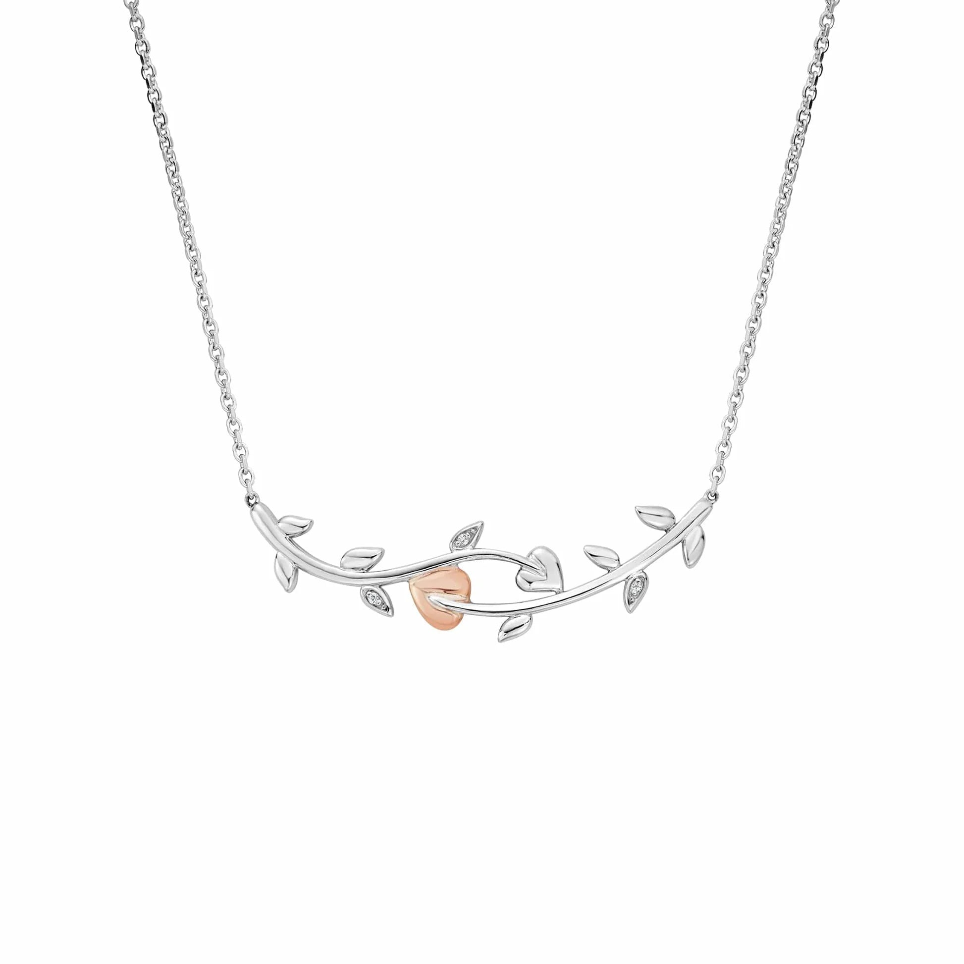 Mwclis Gwinwydd Arian Sterling Coeden y Bywyd Clogau® gyda Topas
