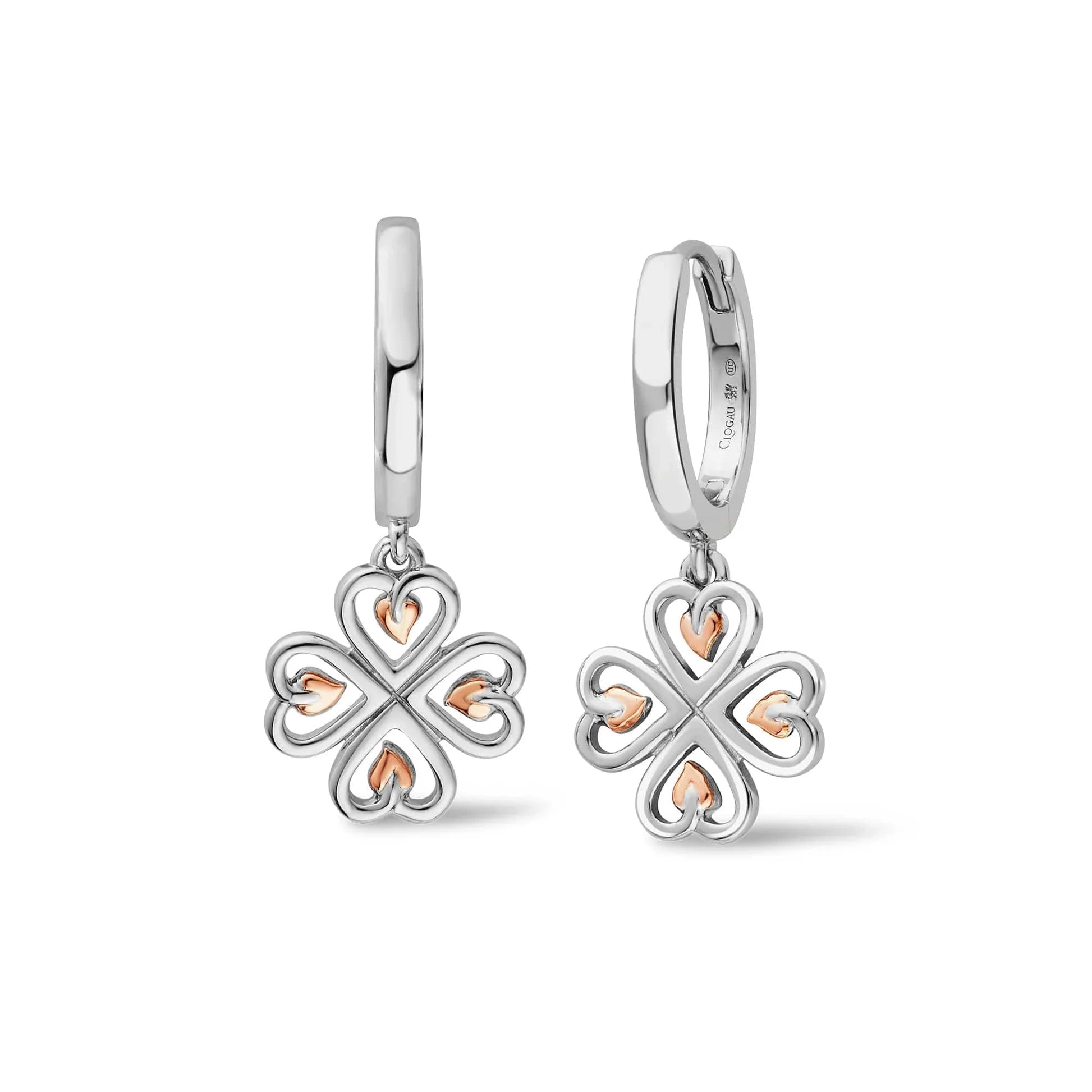 Clustdlysau Cylch Calon Arian Sterling Coeden y Bywyd Clogau® 