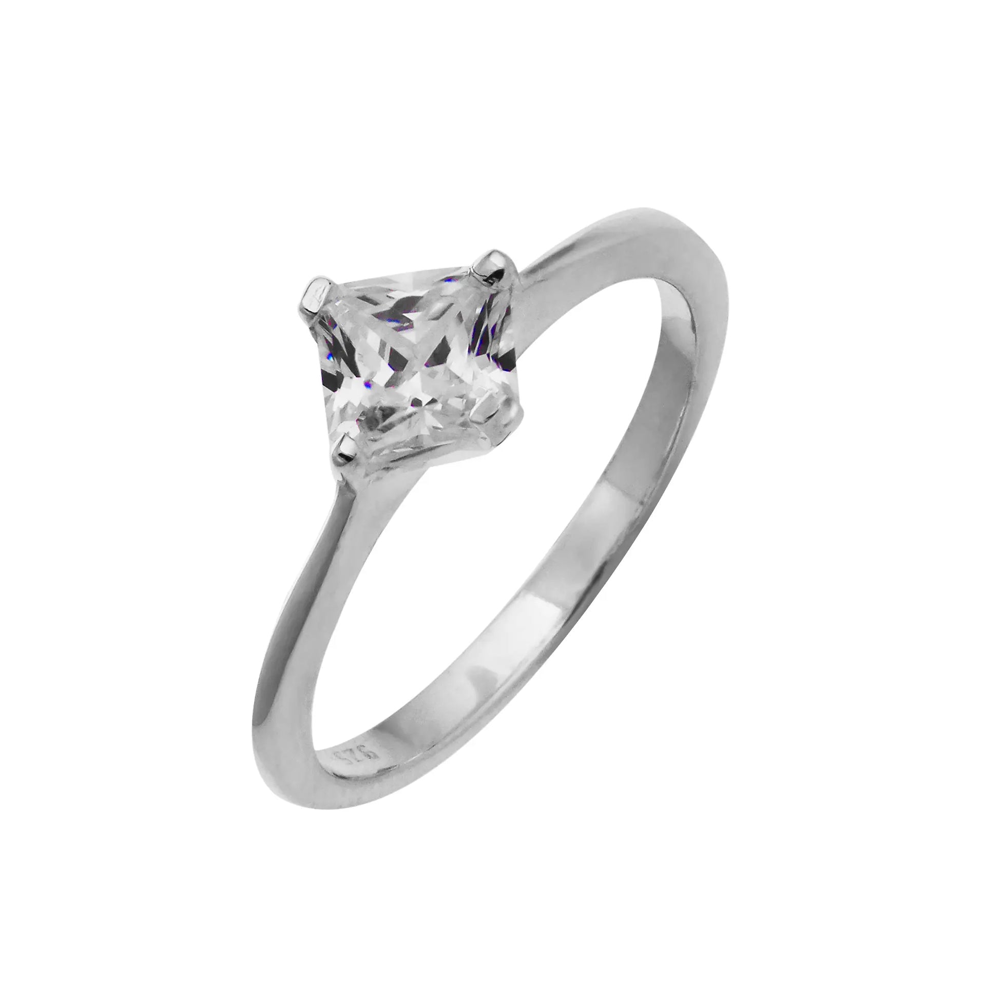 Emma Frances Sterling Silver 4 Prong Square CZ Ring