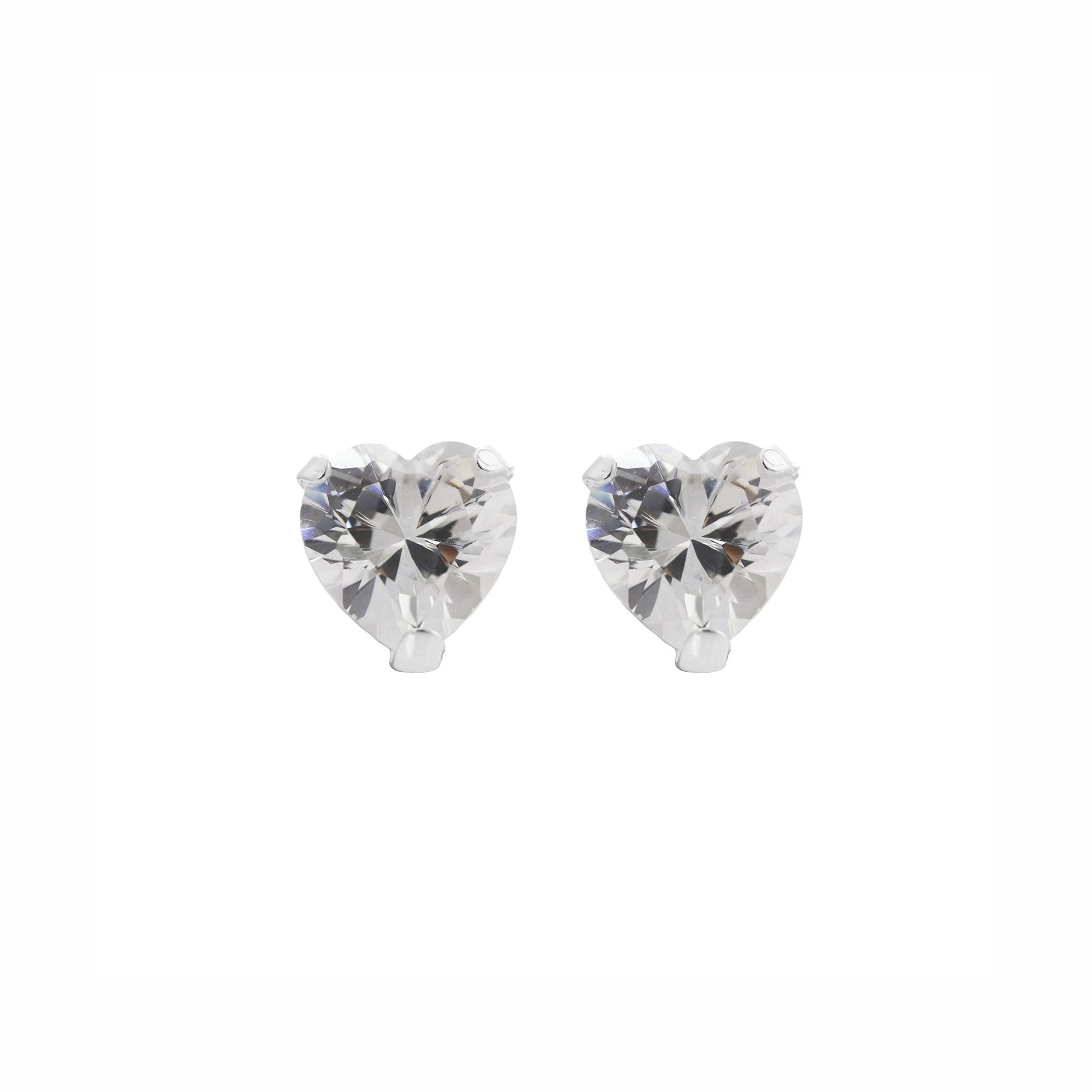 Emma Frances Sterling Silver Heart Shaped CZ Stud Earrings 6mm