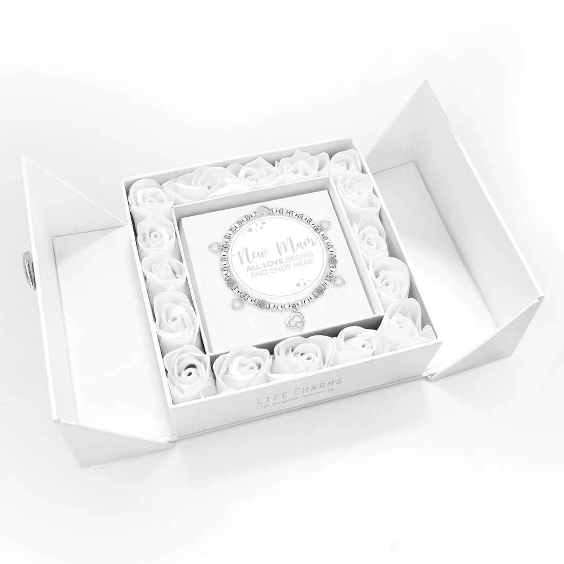 Life Charms New Mum - Heart Charm Bracelet Floral Boxed Gift Set