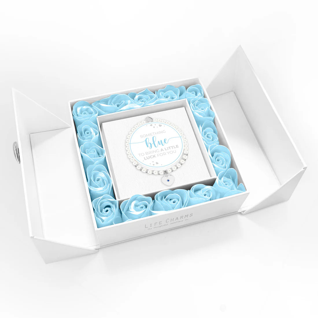 Life Charms Something Blue - Freshwater Pears Bracelet Floral Boxed Gift Set