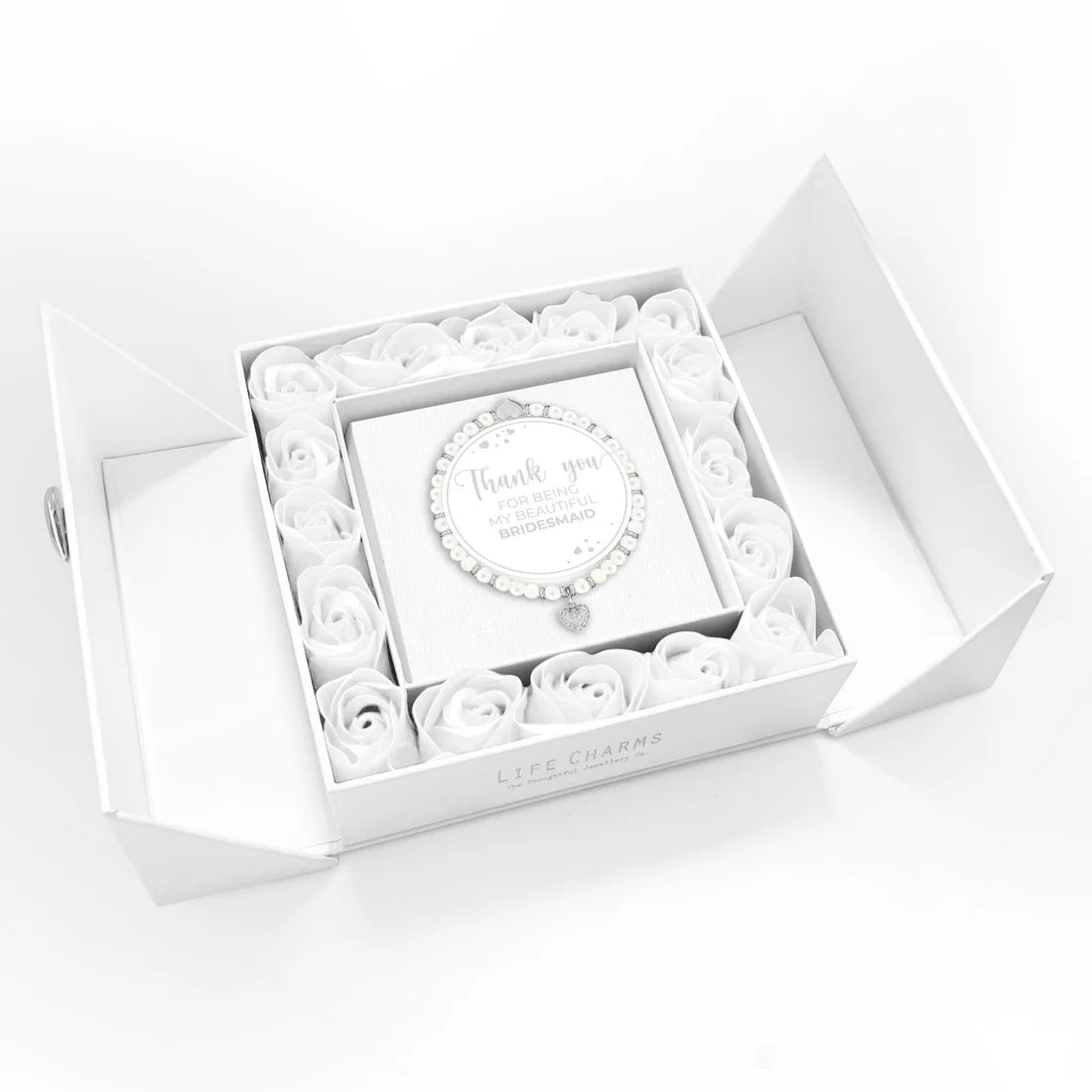 Life Charms "Thank You Bridesmaid" - Freshwater Pears Bracelet Floral Boxed Gift Set