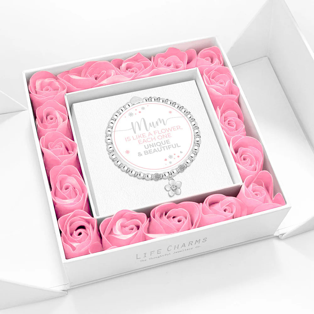 Life Charms Mum Like A Flower Charm Bracelet Floral Boxed Gift Set