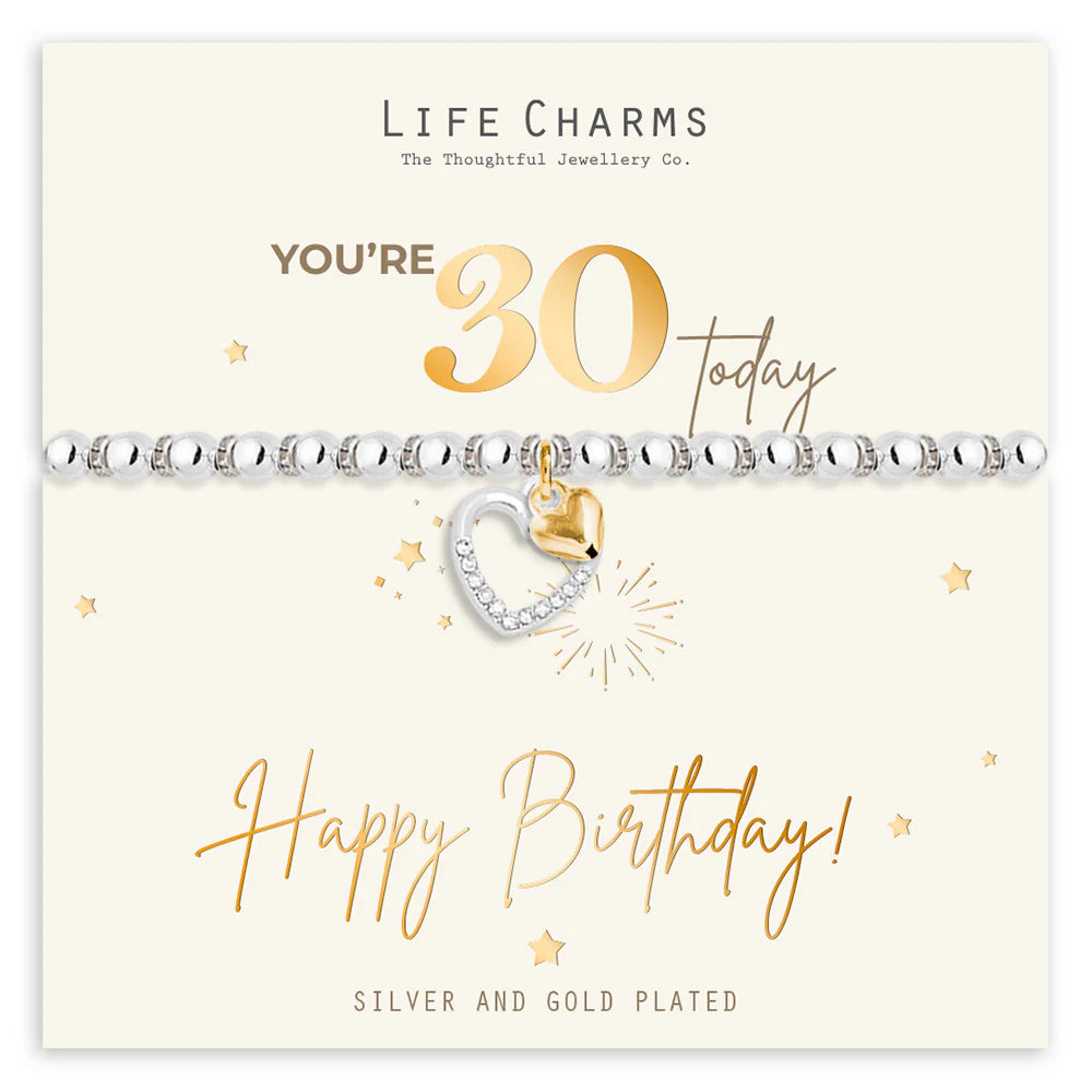 Life Charms Happy 30th Birthday Milestone Bracelet
