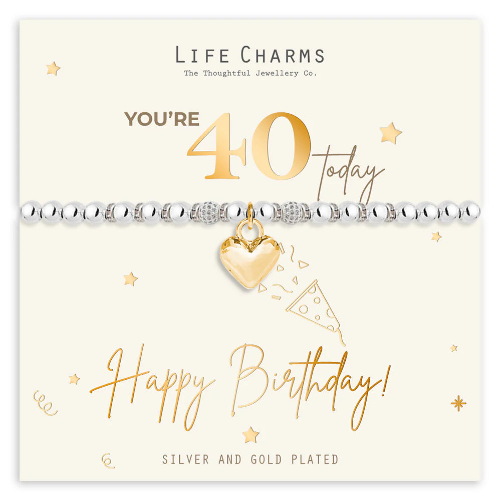 Life Charms Happy 40th Birthday Milestone Bracelet