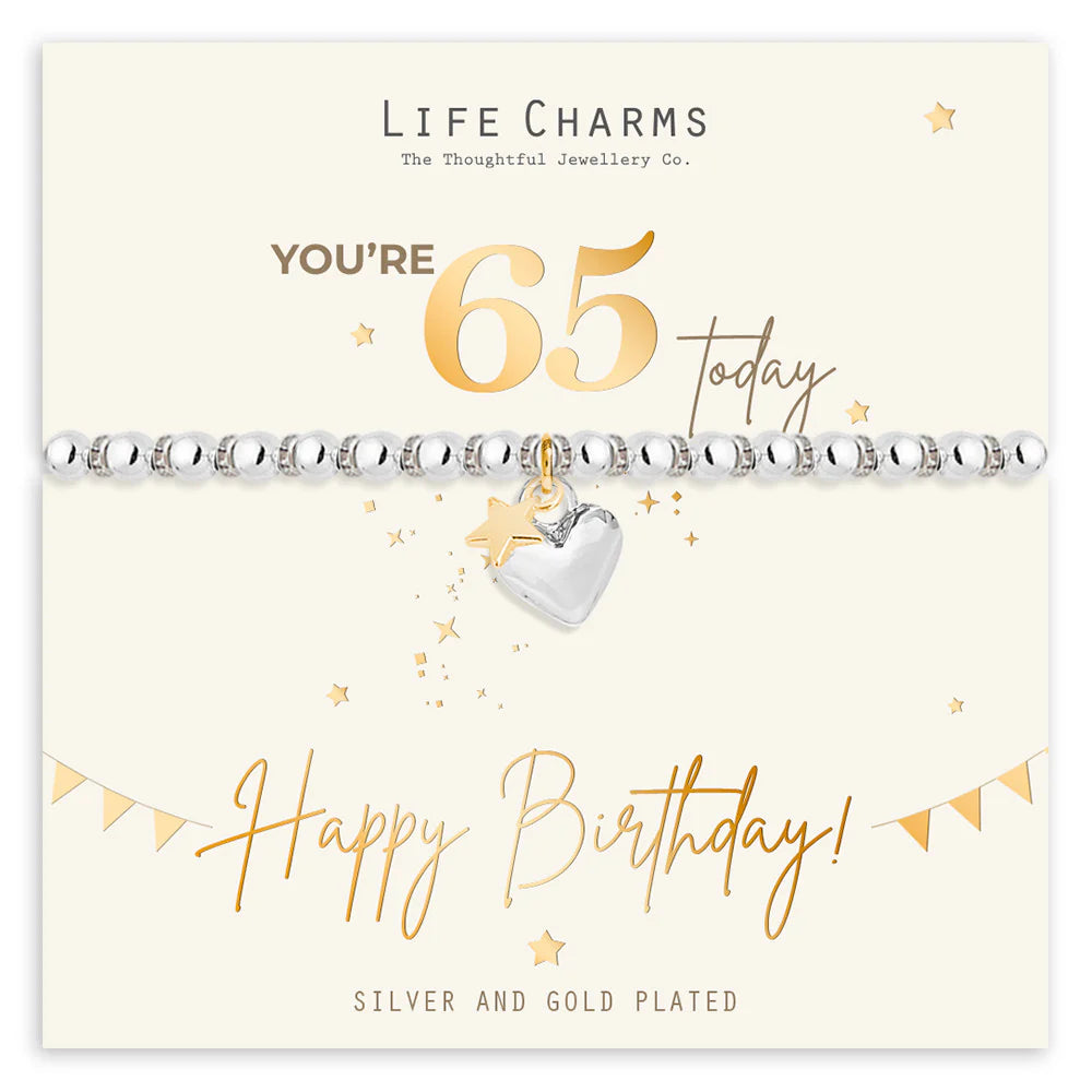 Life Charms Happy 65th Birthday Milestone Bracelet