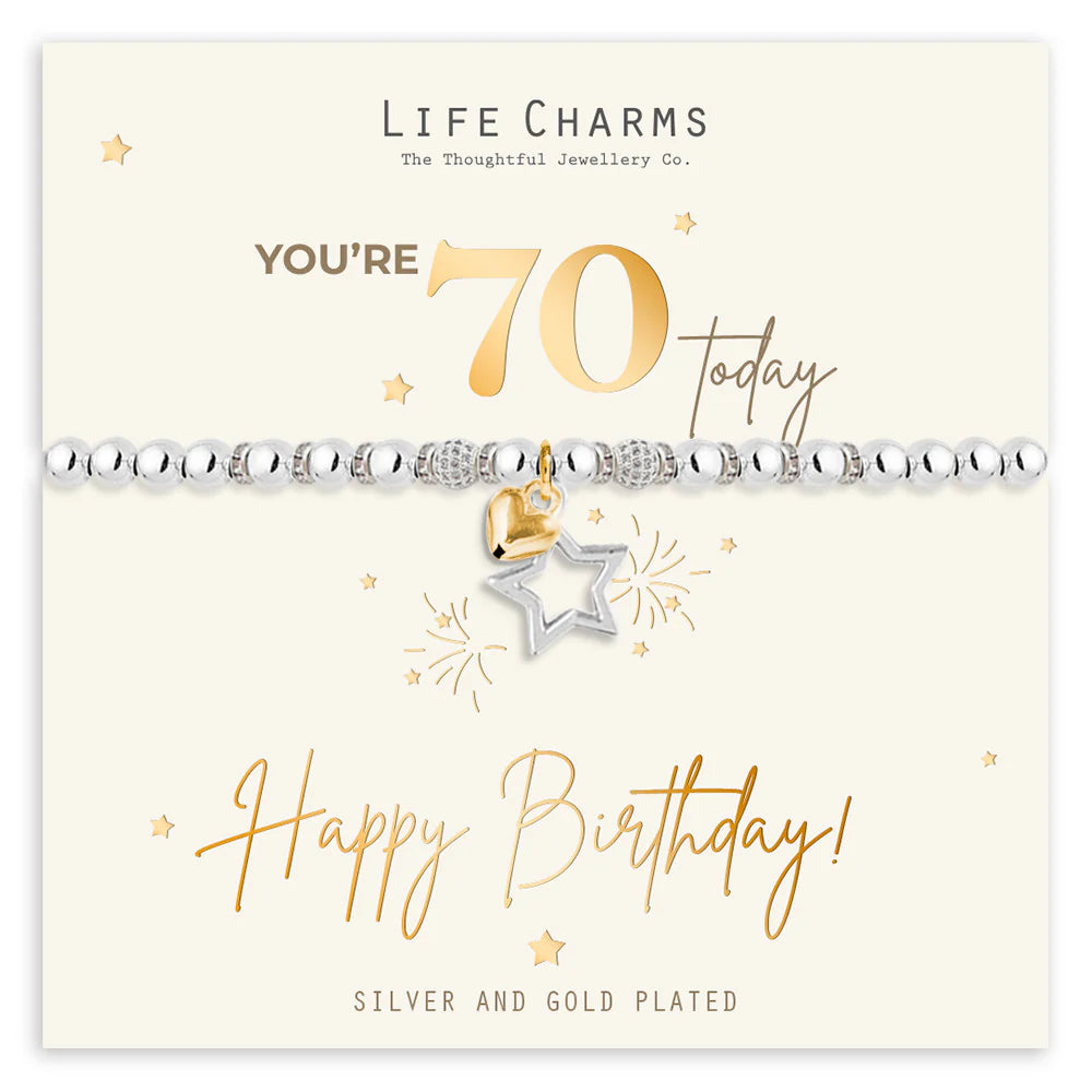 Life Charms Happy 70th Birthday Milestone Bracelet