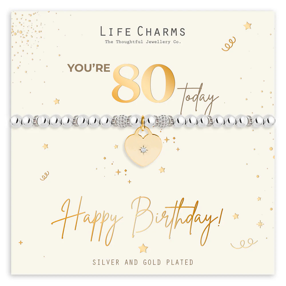 Life Charms Happy 80th Birthday Milestone Bracelet