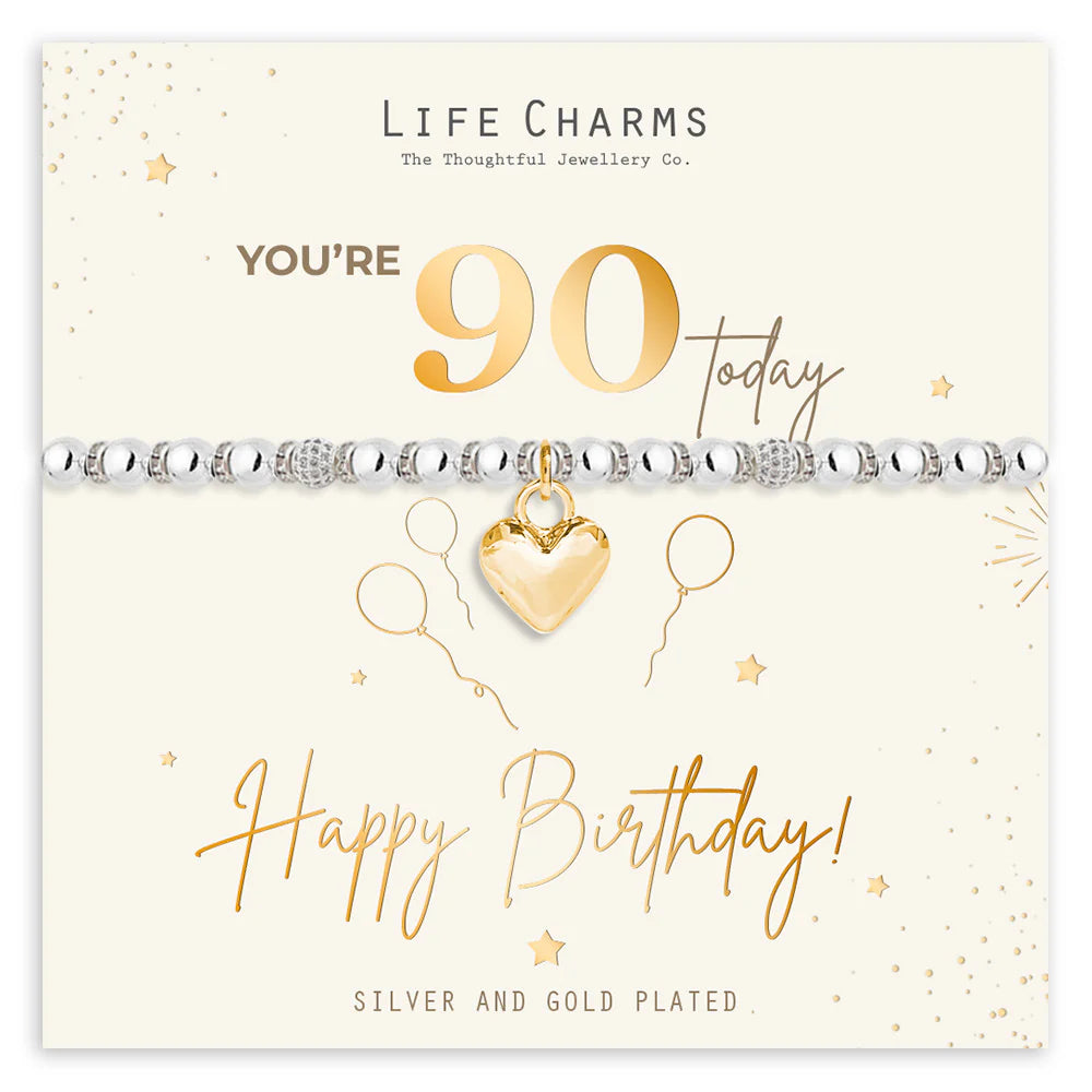 Life Charms Happy 90th Birthday Milestone Bracelet