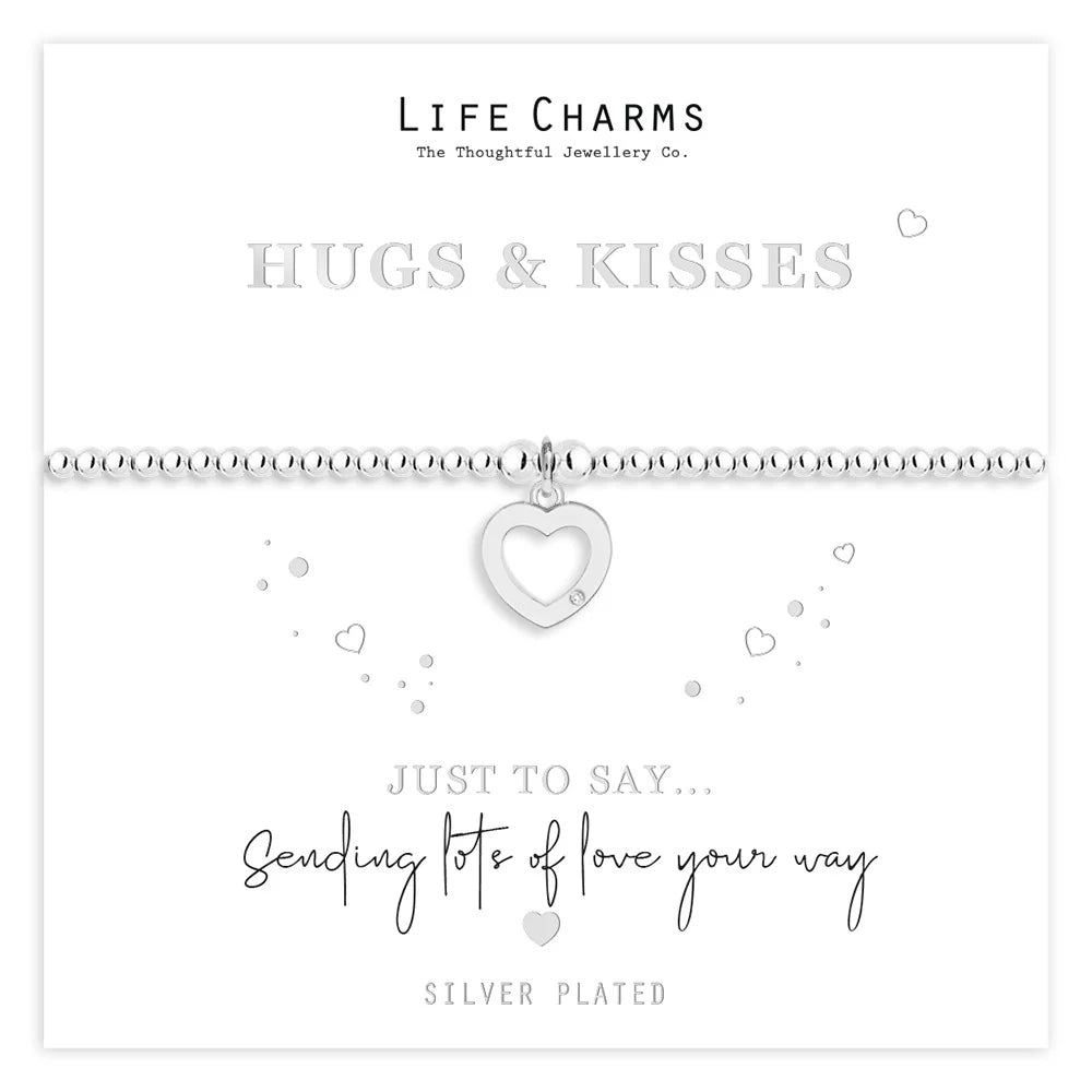 Life Charms Just To Say Hugs and Kisses Heart Bracelet