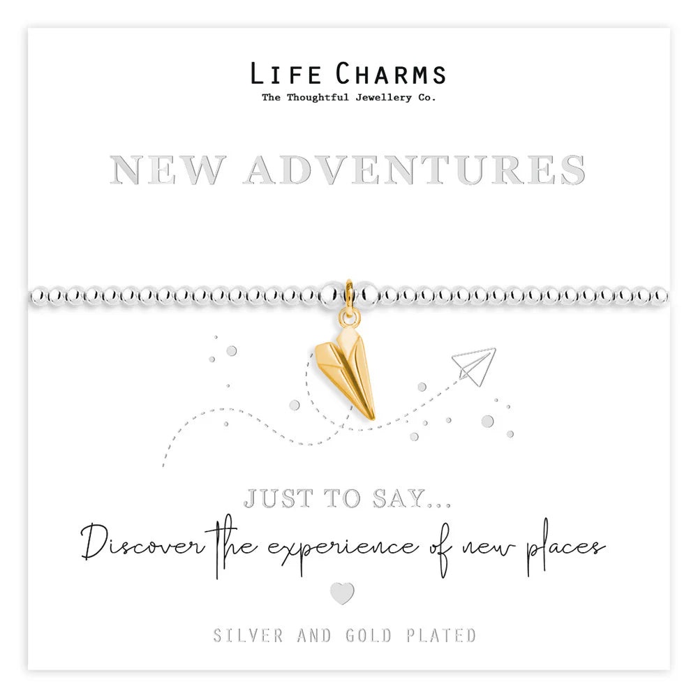 Life Charms Just To Say New Adventure Golden Paperplane Bracelet