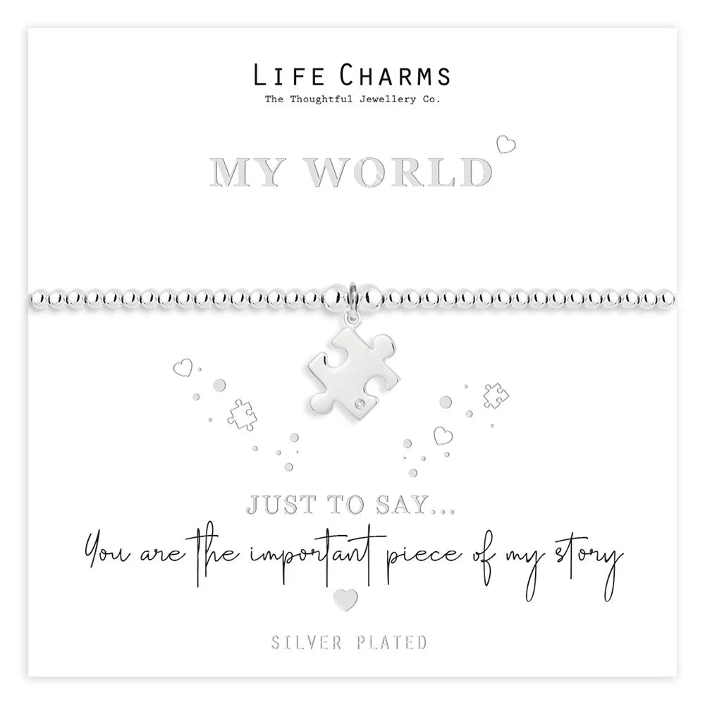 Life Charms Just To Say New My World Puzzle Bracelet