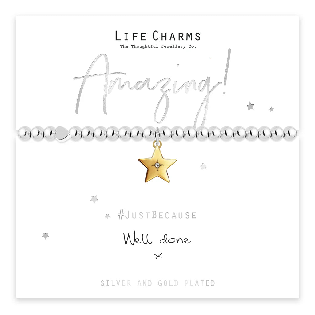 Breichled Seren Aur Life Charms Well Done
