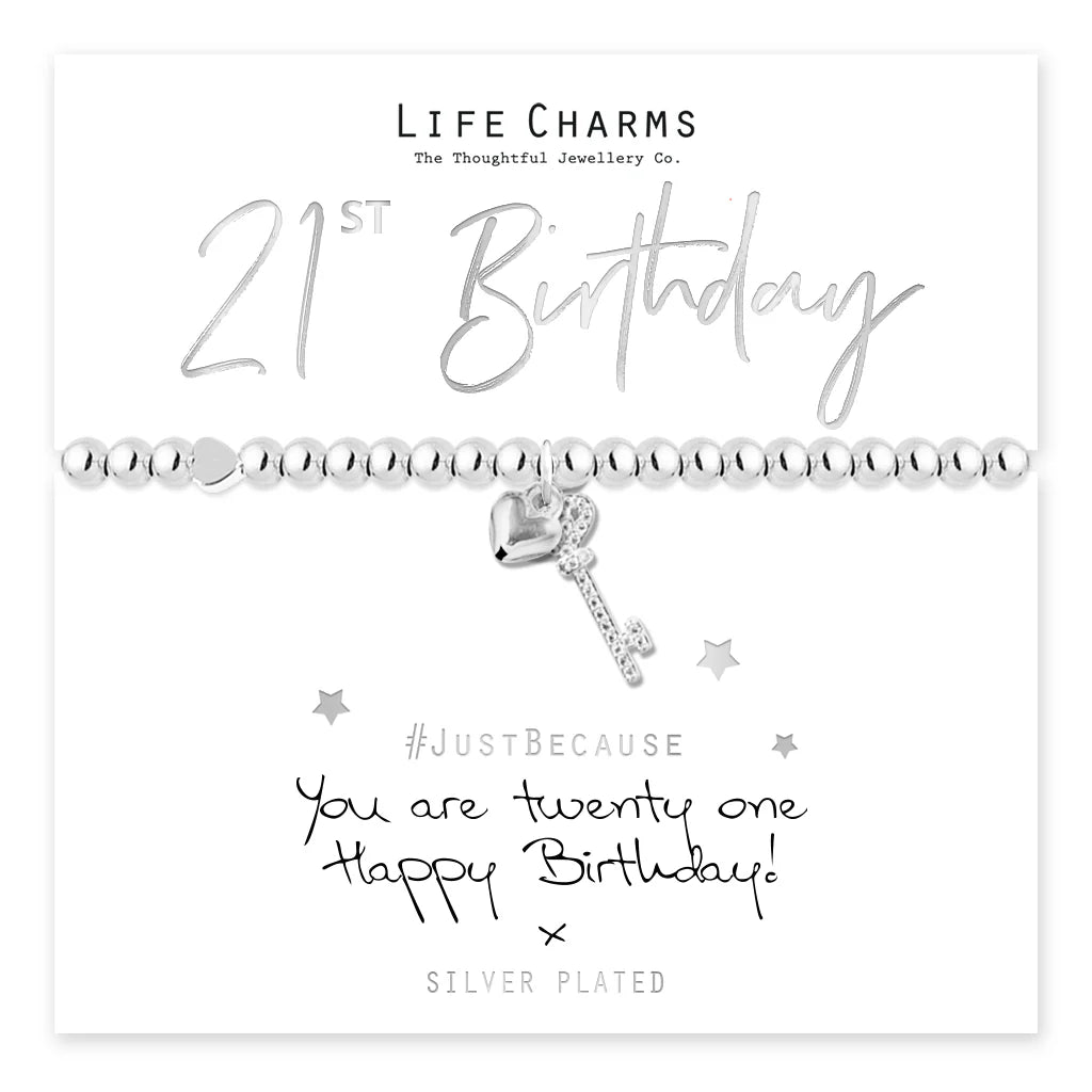 Breichled Allwedd Life Charms You Are 21