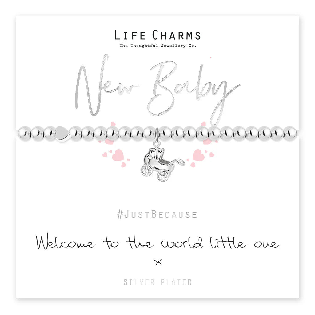 Breichled Pram Baban Newydd Life Charms