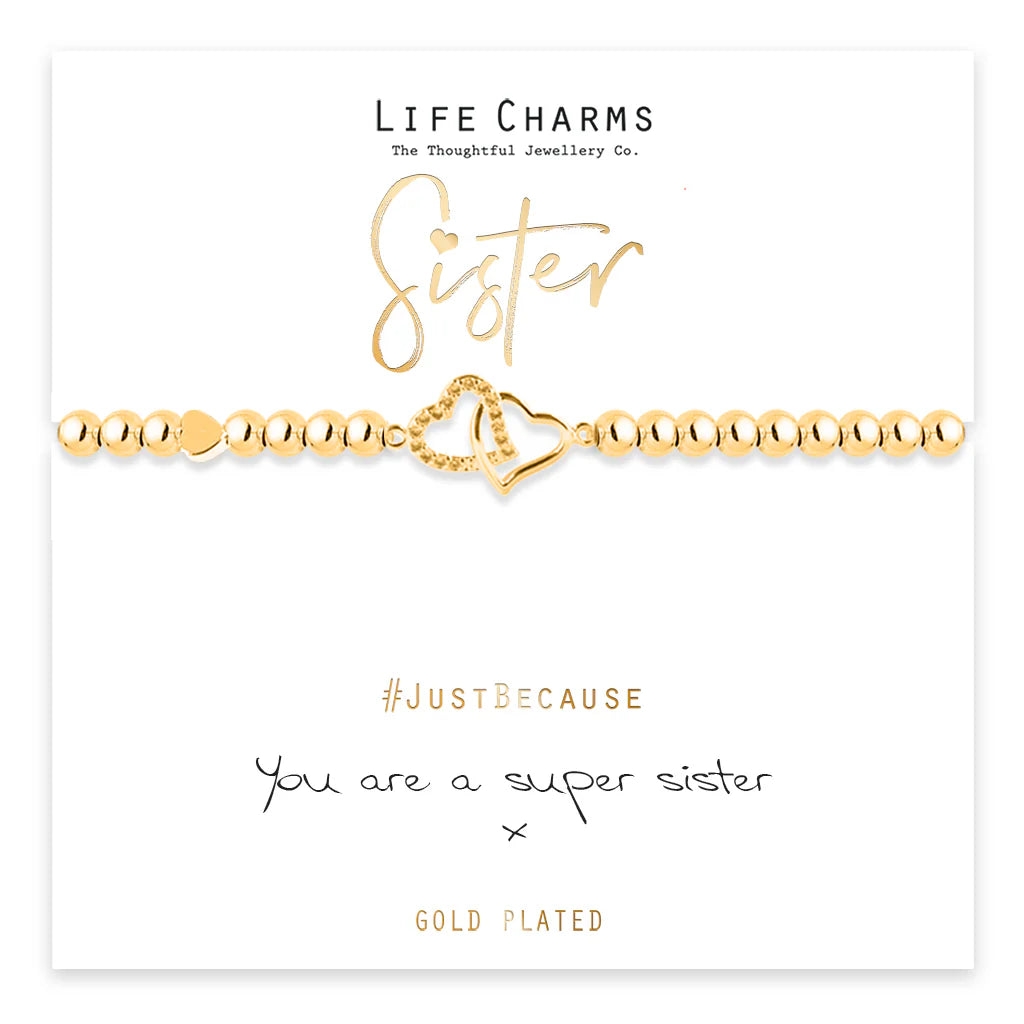 Life Charms Super Sister Golden Bracelet