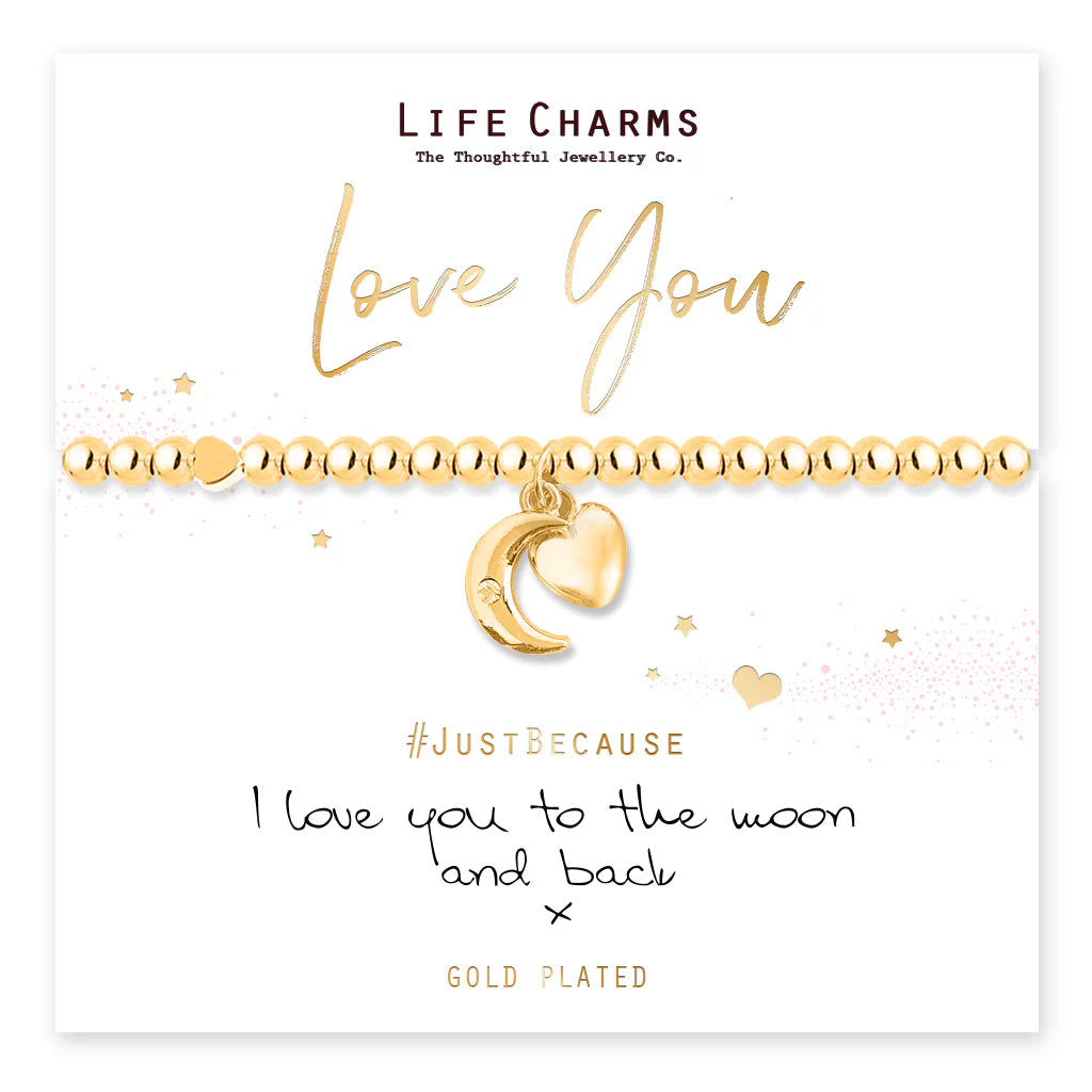 Life Charms Love You To The Moon Golden Bracelet