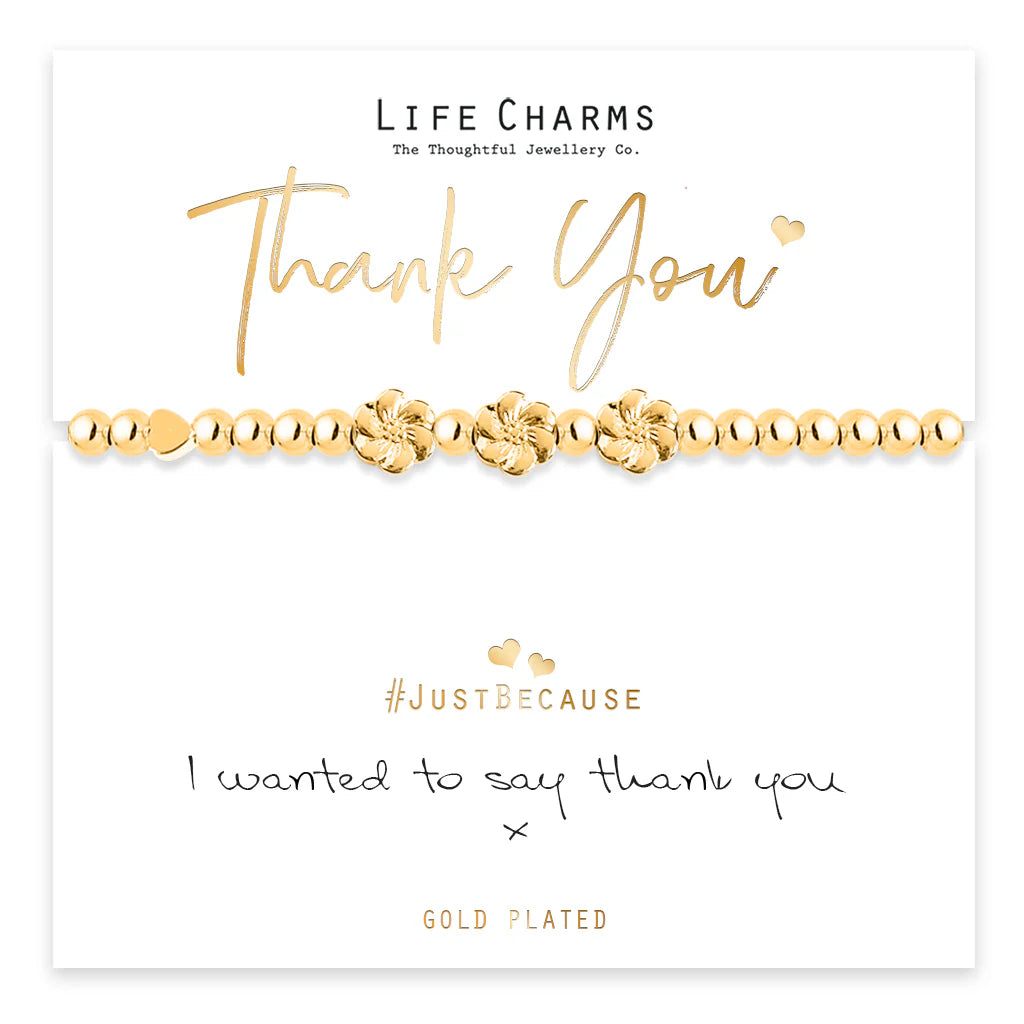 Life Charms Thank You Golden Flowers Bracelet
