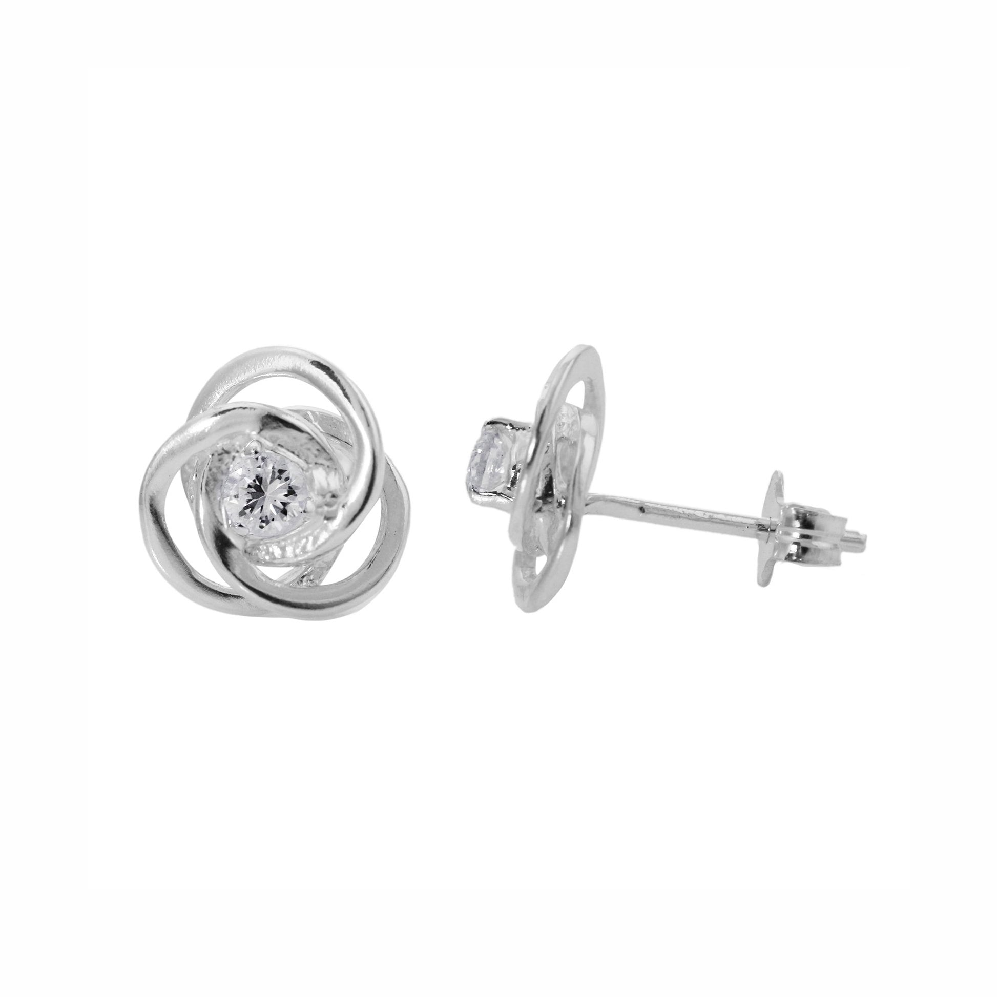 Emma Frances Knot Stud Earrings with CZ centre