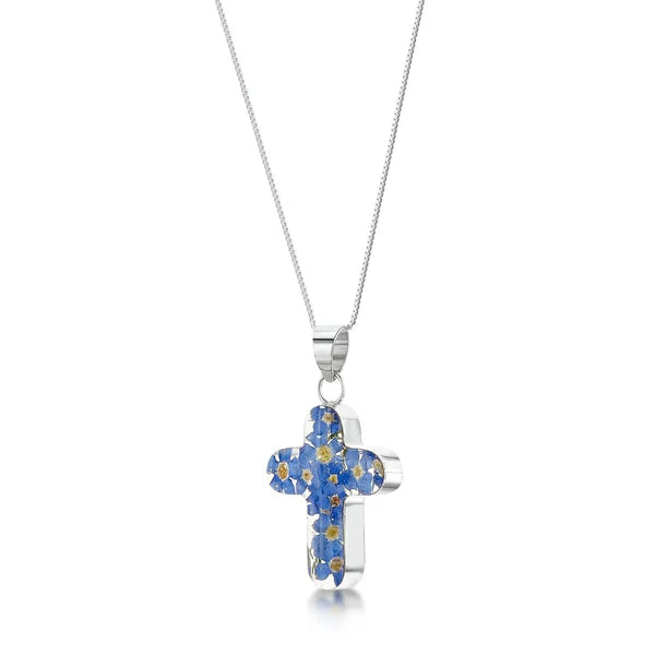 Pendant Croes Anghofiwch Fi Nad Arian Sterling Sgrechian Fioled®